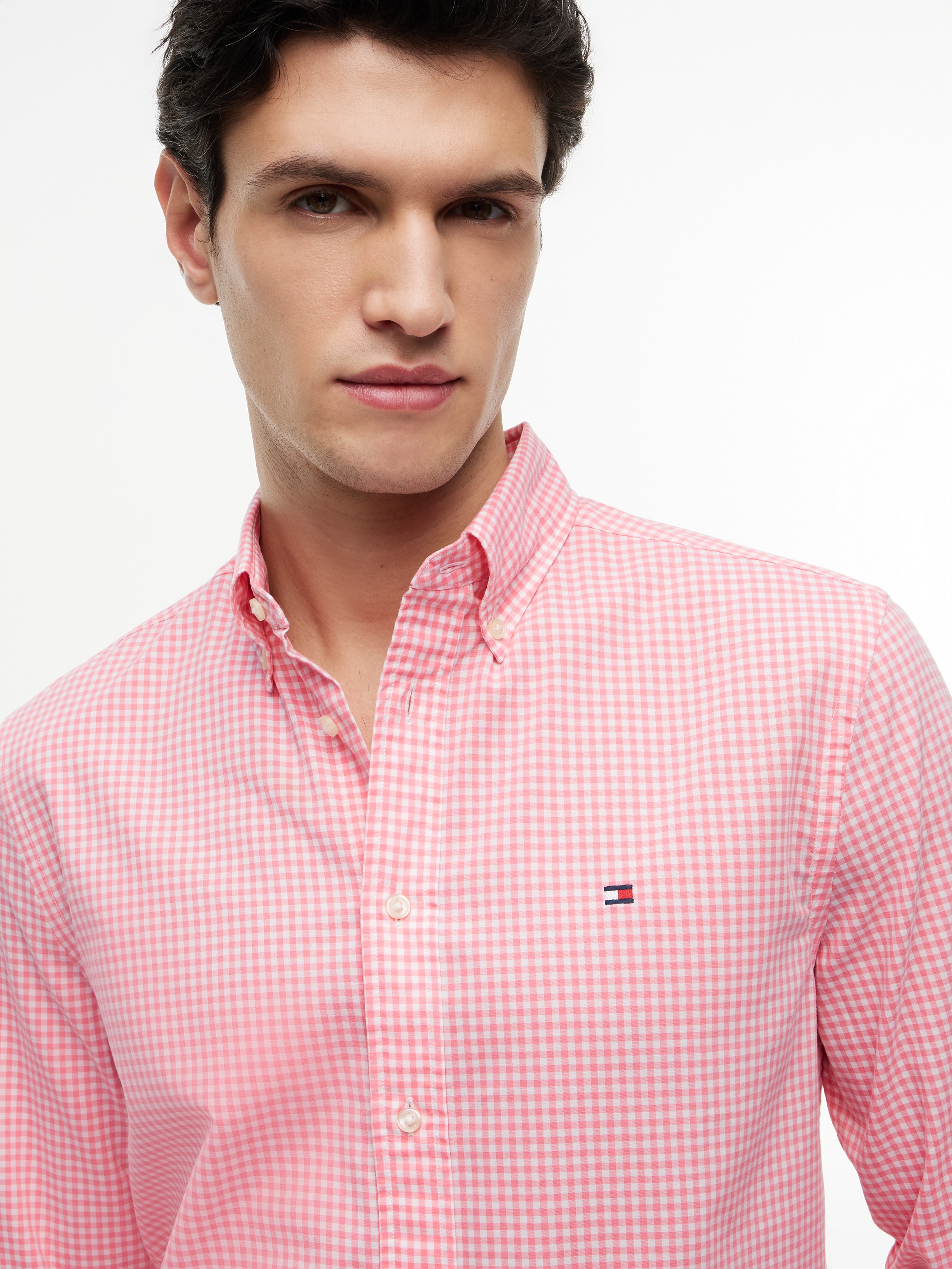 Tommy Hilfiger Chemise à manches longues »FLEX POPLIN GINGHAM SHIRT« Coupe régulière en coton Flex Gingham