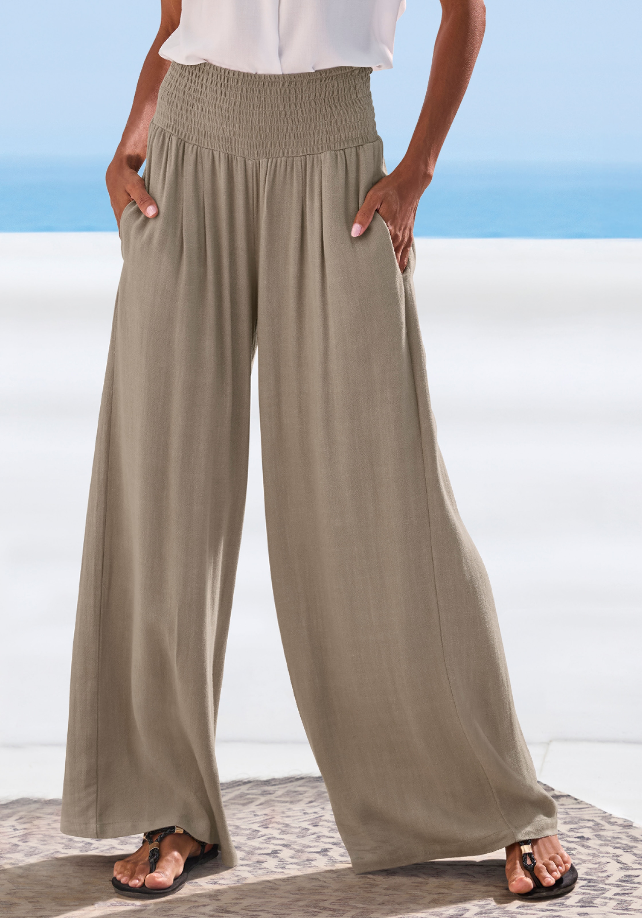 French Connection Leinenhose  mit gerafftem Bund