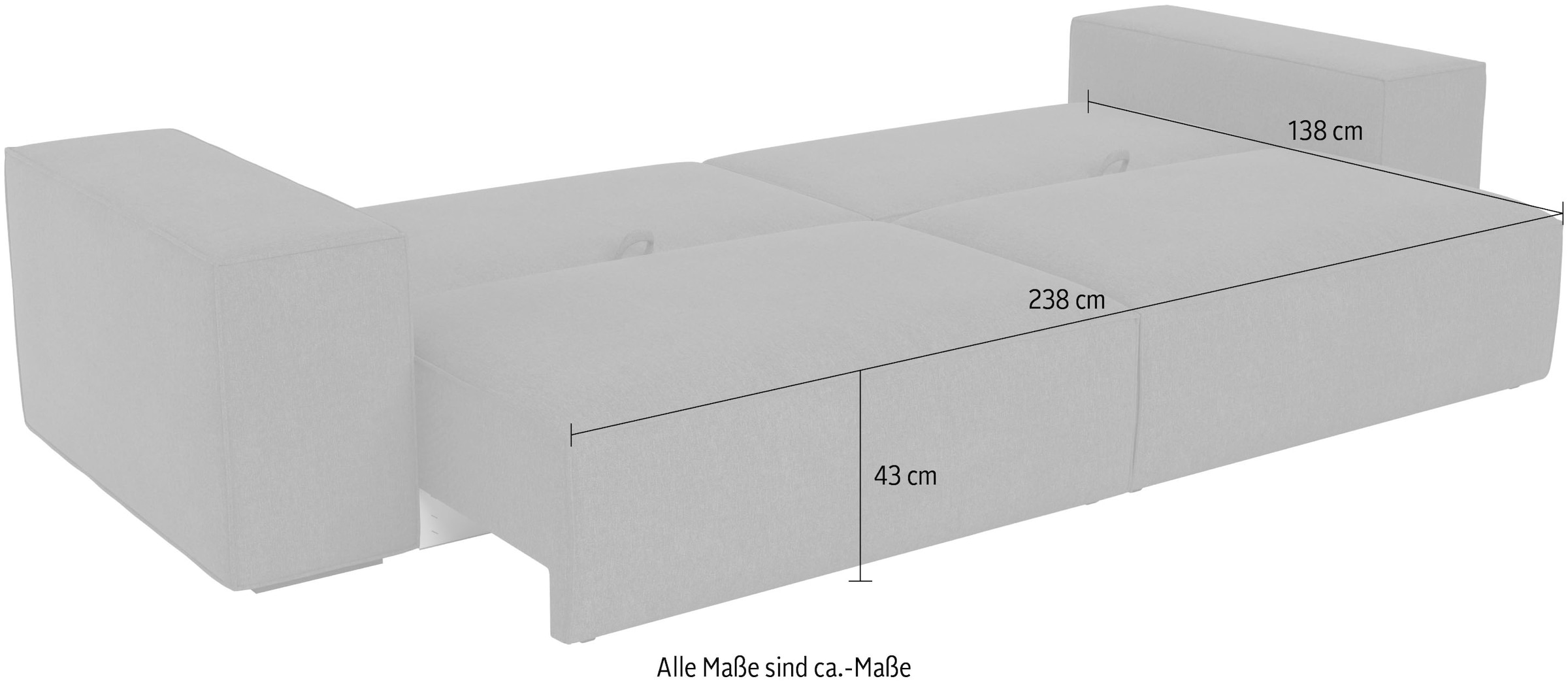 Trends by HG Canapé Big »Conor XXL« fonction couchage + coffre de lit