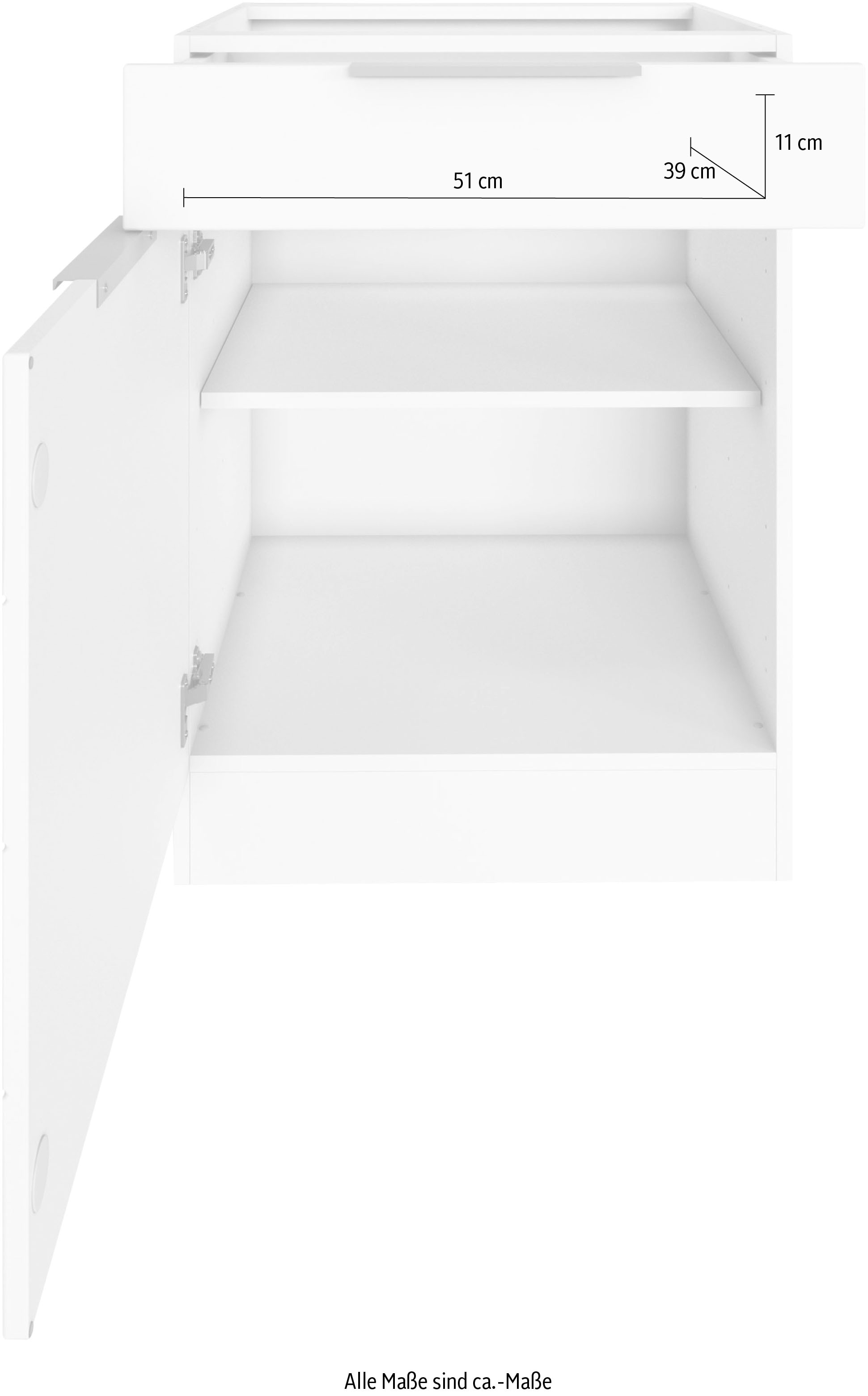 KOCHSTATION Unterschrank »KS-Luhe« 60 cm breit, hochwertige MDF-Fronten mit waagerechter Lisene