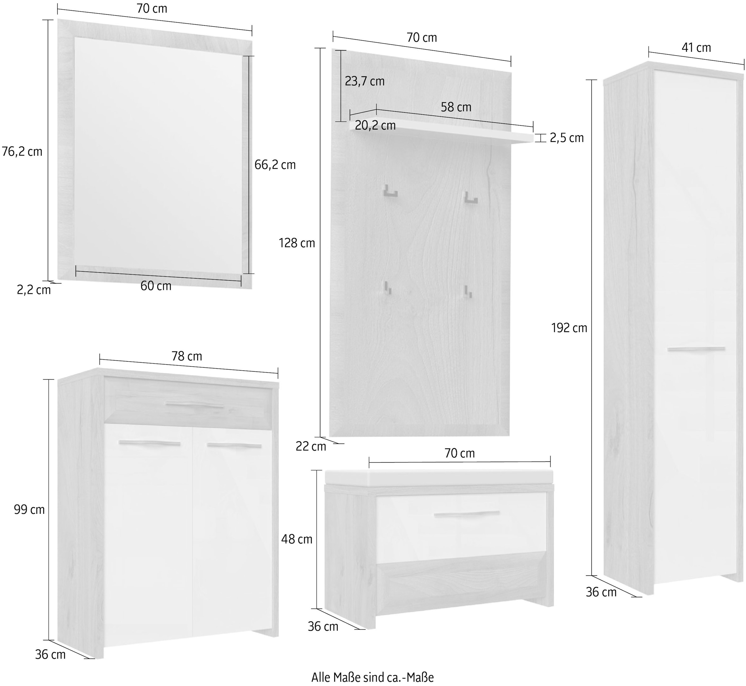 GOODproduct Garderoben-Set »Gala« Set, 5 Stk. tlg.