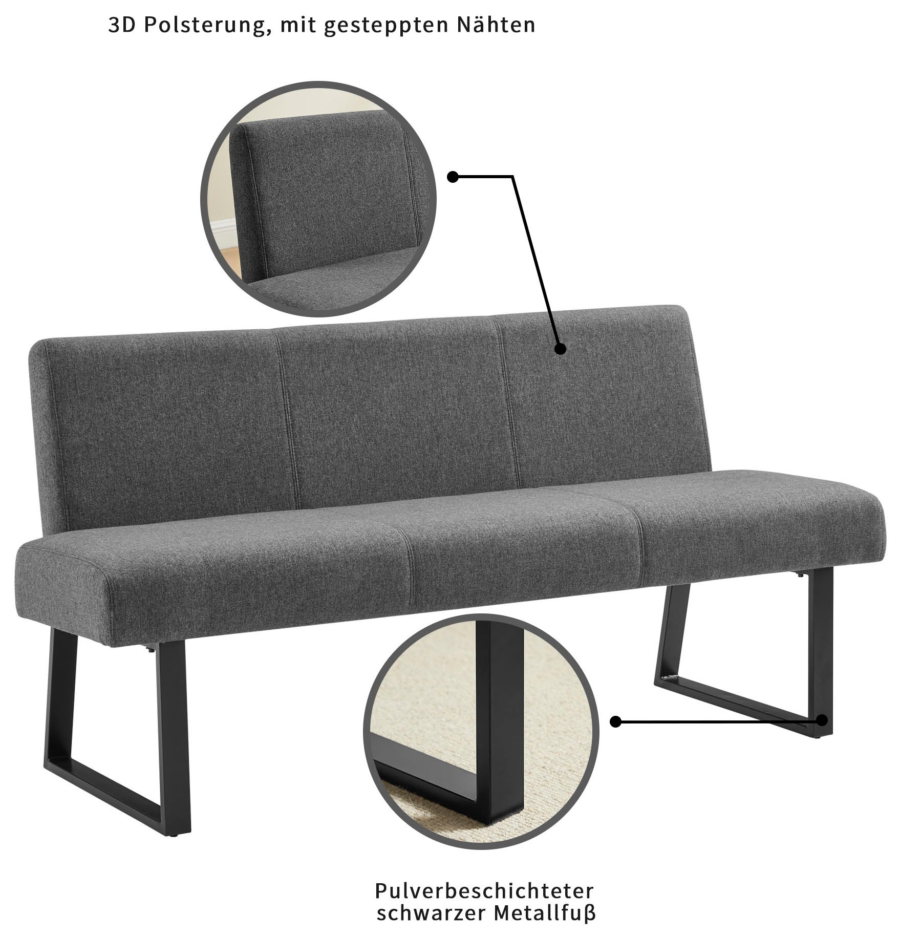 GOODproduct Ensemble de salle à manger »Gellina« Ensemble, 4 tlg. ausziehbarer Esstisch, Freischwinger, Sitzbank mit Rückenlehne