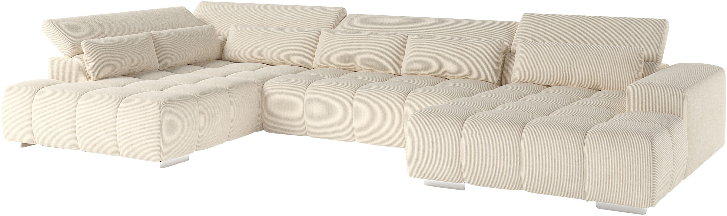COTTA Paysage de salon »Orion U-Form, B: 409 cm« mit Kopfteilverstellung & 6 Nierenkissen