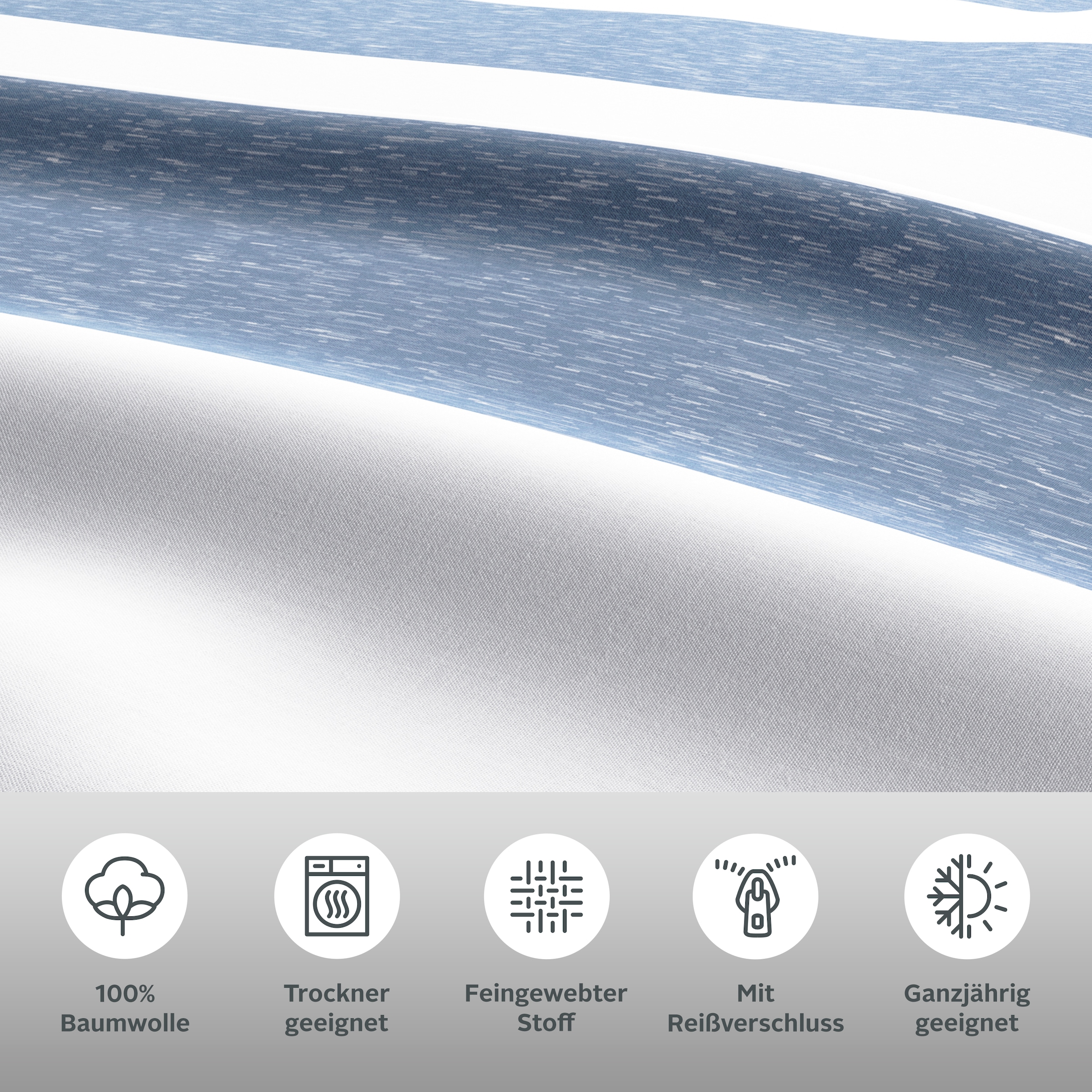 GOODproduct Wendebettwäsche »Big Stripe« 2 tlg. 100% Bio-Baumwolle GOTS zertifiziert, Streifen-Design in Melange-Optik