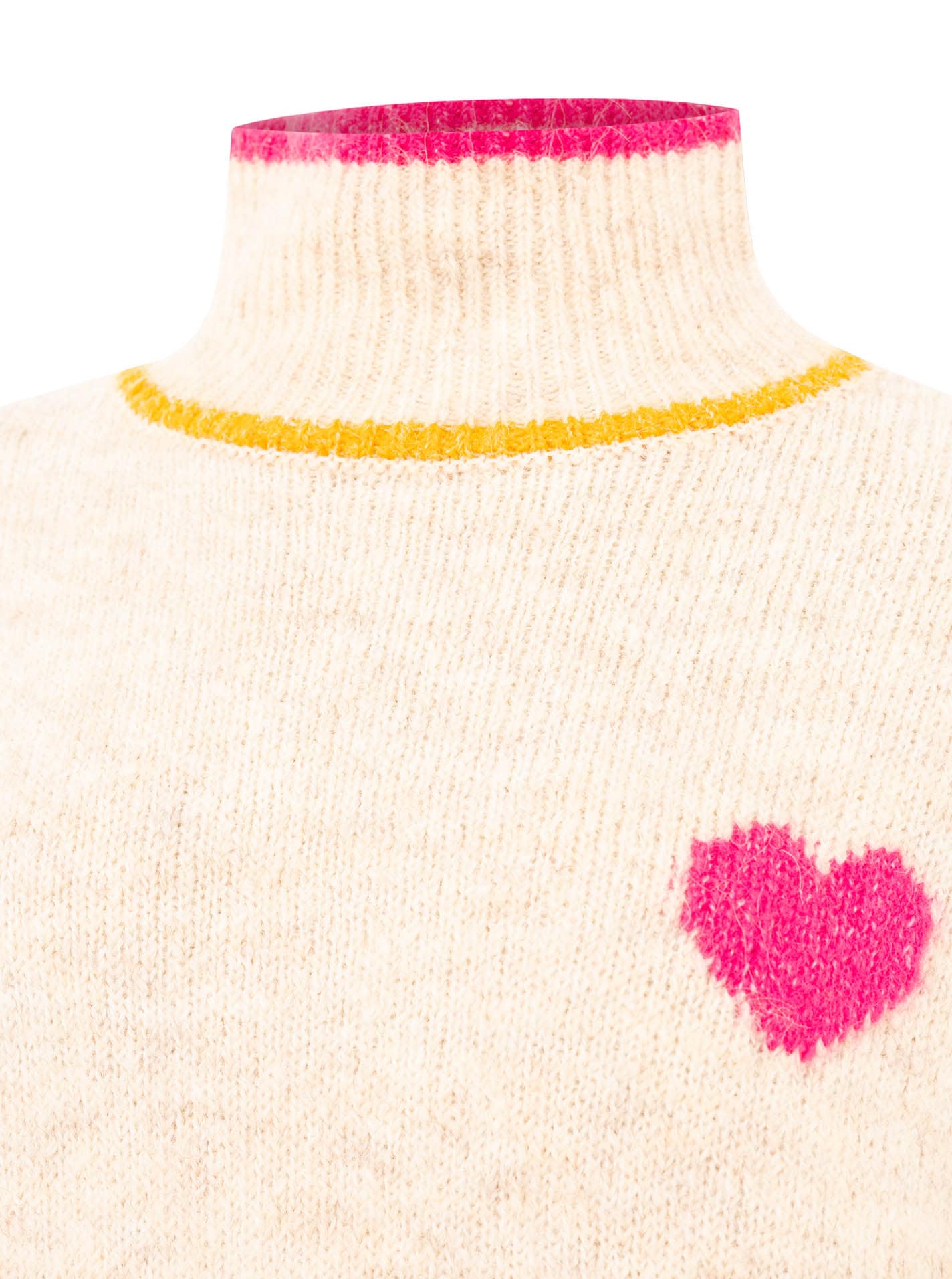 Zwillingsherz Pull à col montant »"Heart"« mit Herz und farbigen Streifen, hoher Kragen, oversize