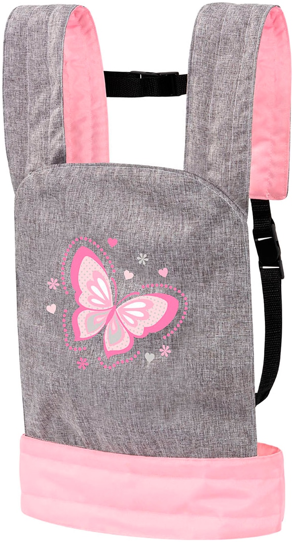 Bayer Puppen Trage »grau/rosa Schmetterling«