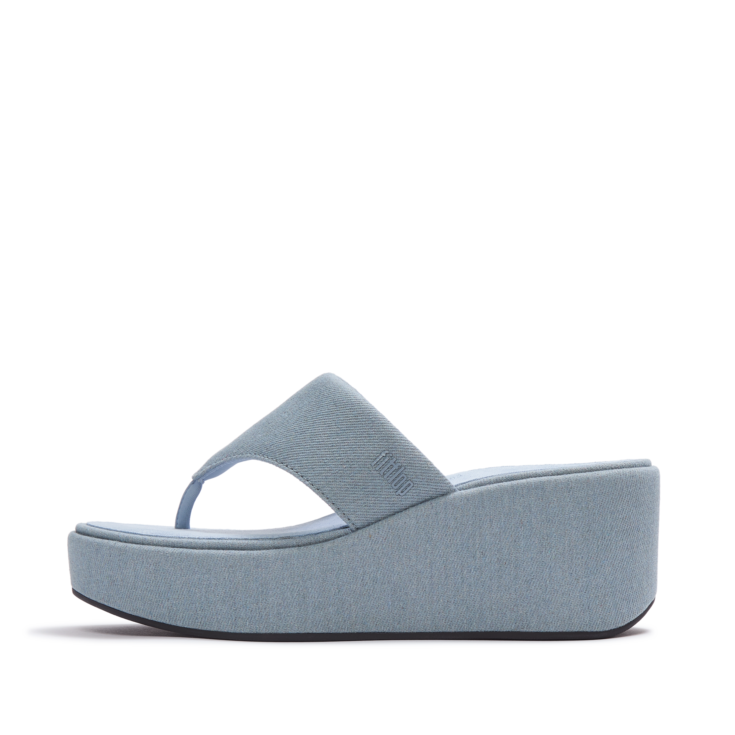 Fitflop Dianette »PLATFFORMS DENIM WEDGE TOE-POST SANDALS«  Plateforme, sandale à lanière entre les orteils, chaussure d'été avec lanière souple