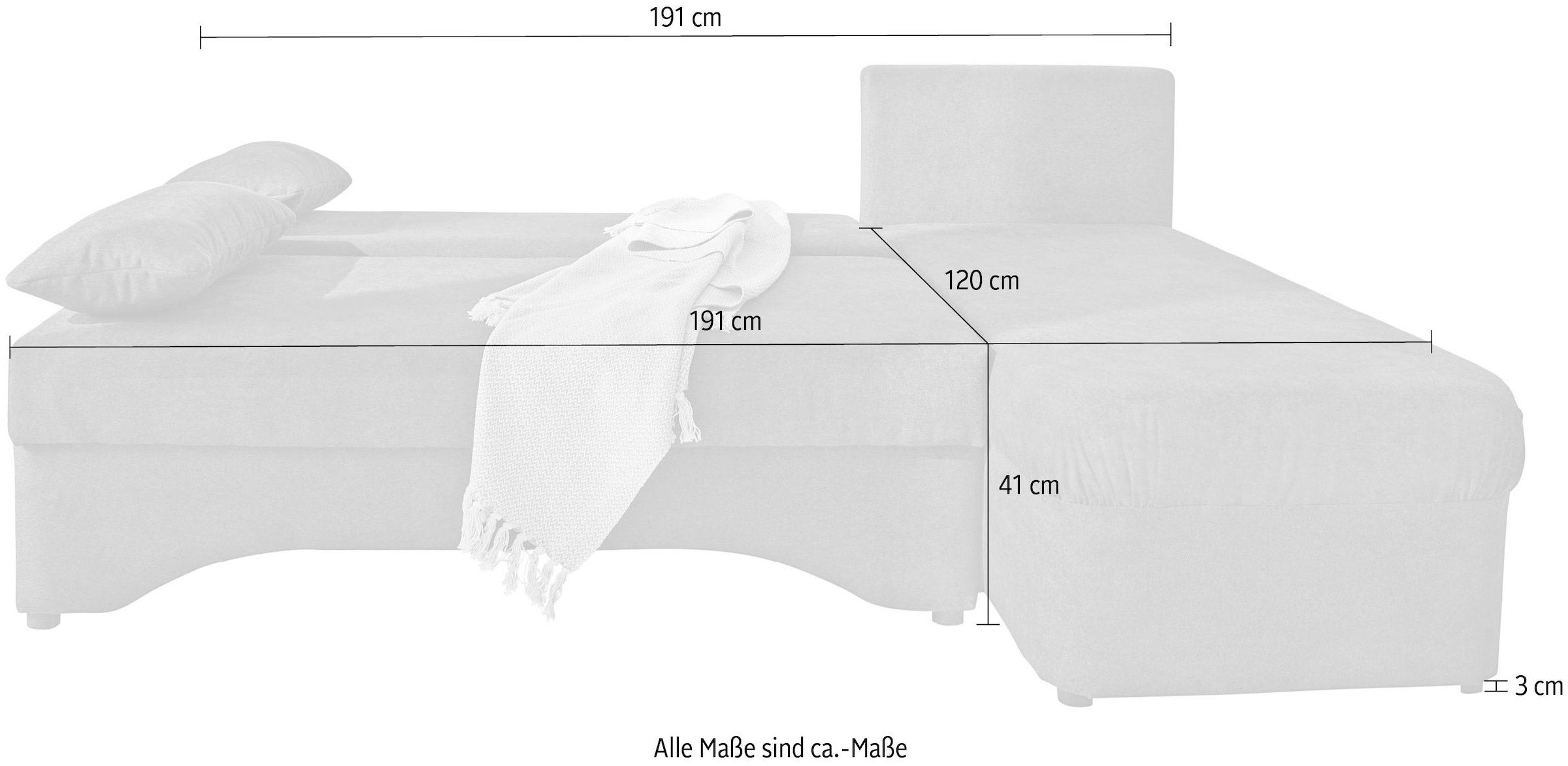 Jockenhöfer Gruppe Ecksofa »Starlight L-Form, B: 191 cm« mit Schlaffunktion, Bettkasten & Licht, Unser Dauertiefpreis