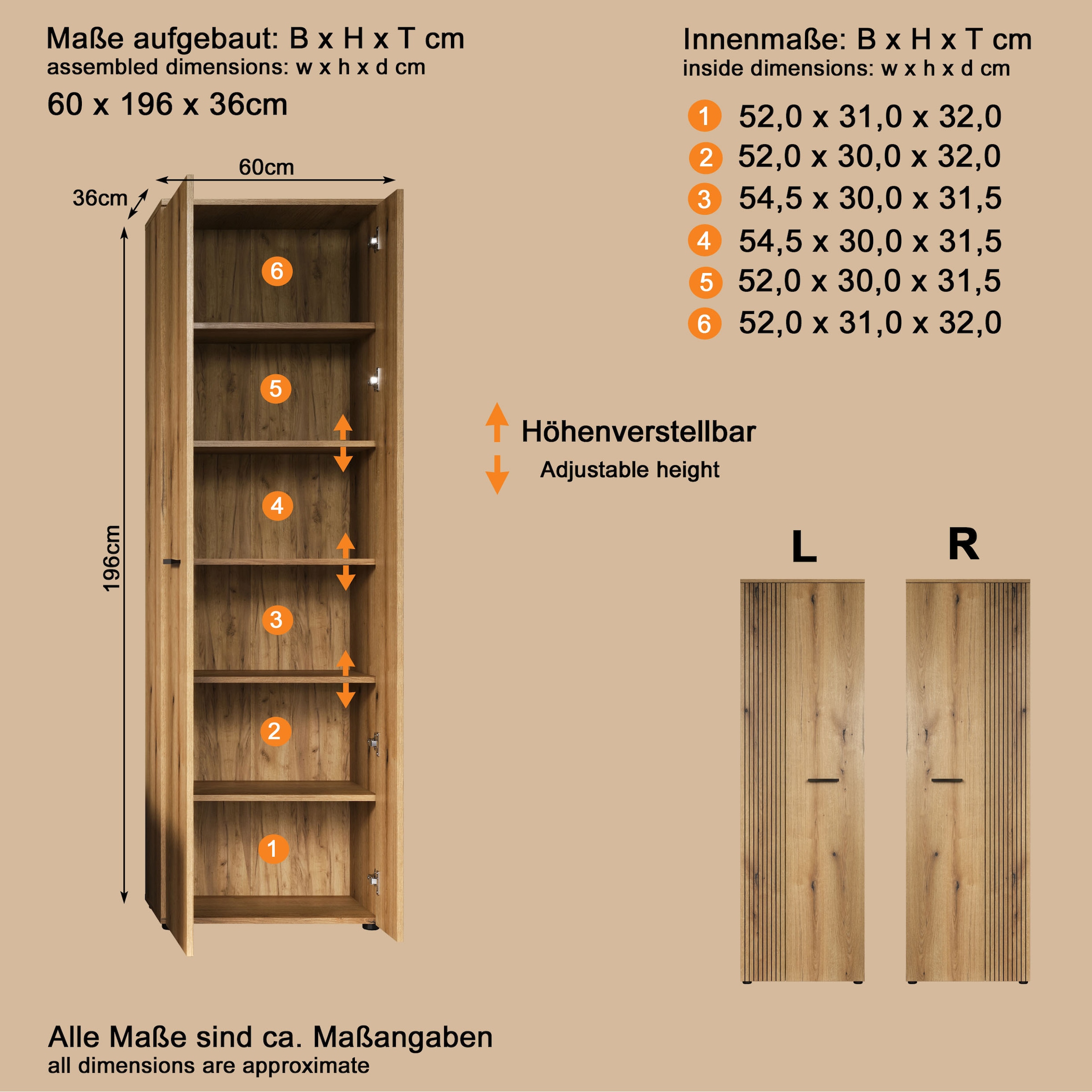 Home affaire Garderobenschrank »Amrum« 1 Stk. tlg. Garderobenschrank mit 2 Türen & 1 Kleiderstange – (B/T/H) 60/36/196 cm