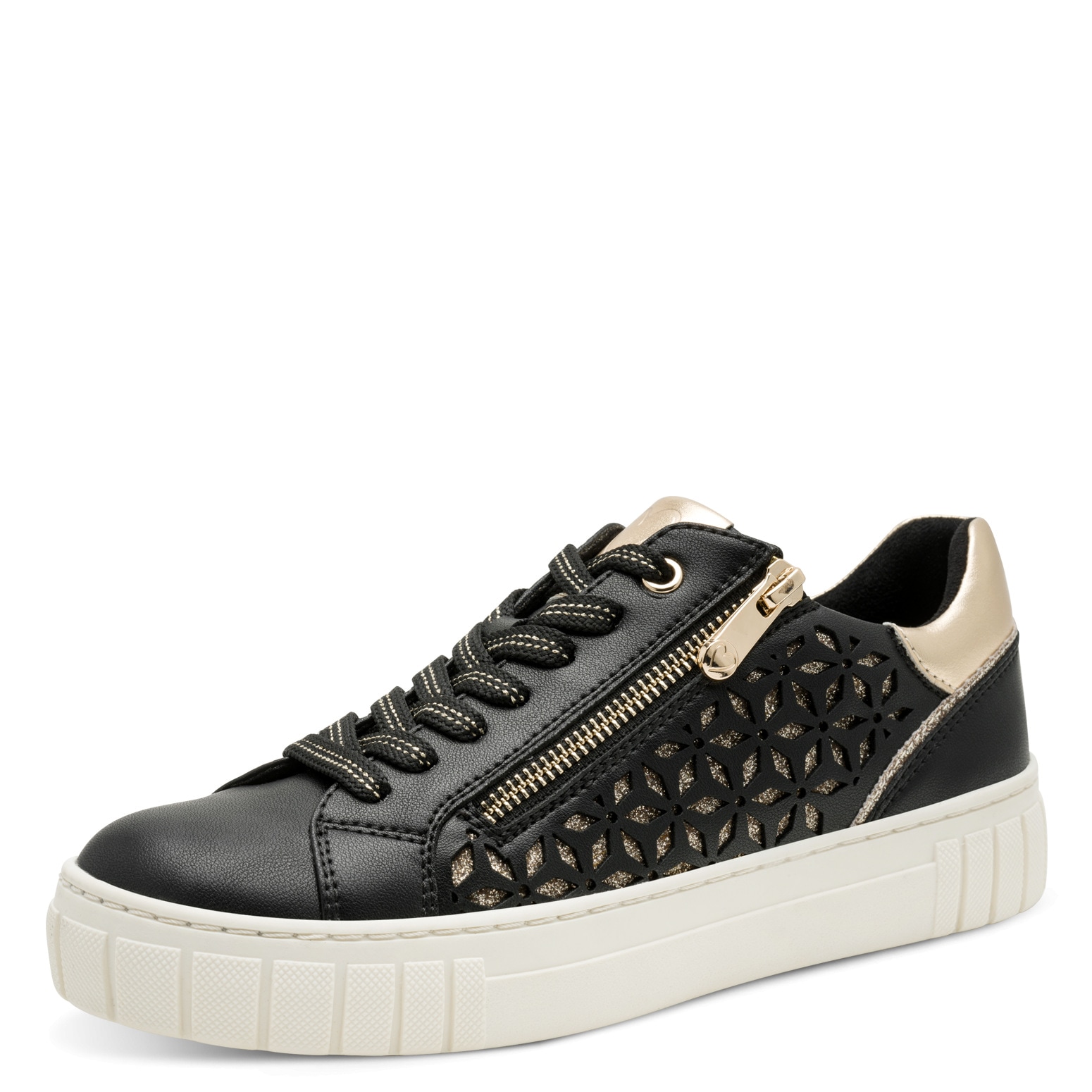 MARCO TOZZI Baskets à plateforme  chaussure de loisir, chaussure basse, chaussure à lacets avec motif perforé sous-jacent