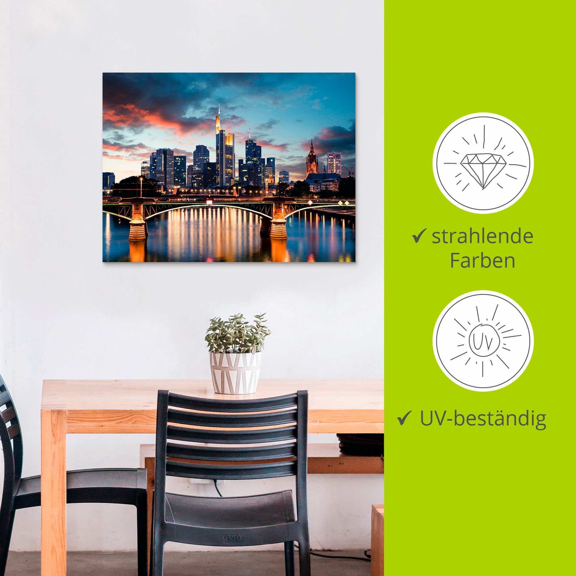 Artland Impression alu-dibond »Frankfurt am Main Skyline II« 1 cuis tlg. für Innen- und Aussenbereich geeignet, Outdoorbild
