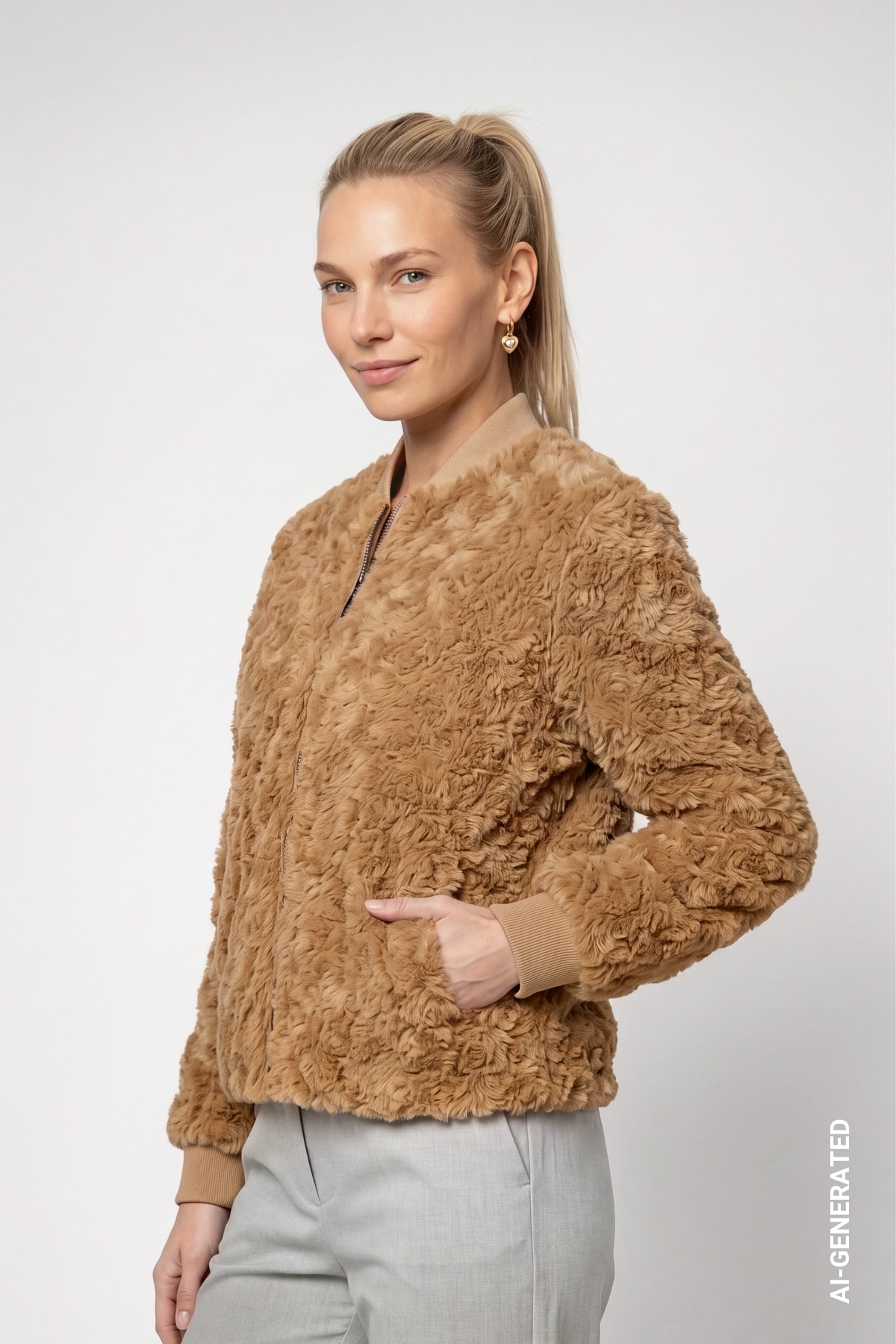 Monari Veste en fausse fourrure »Jacke fake fur« sans capuche Regular fit mit Kunstfell