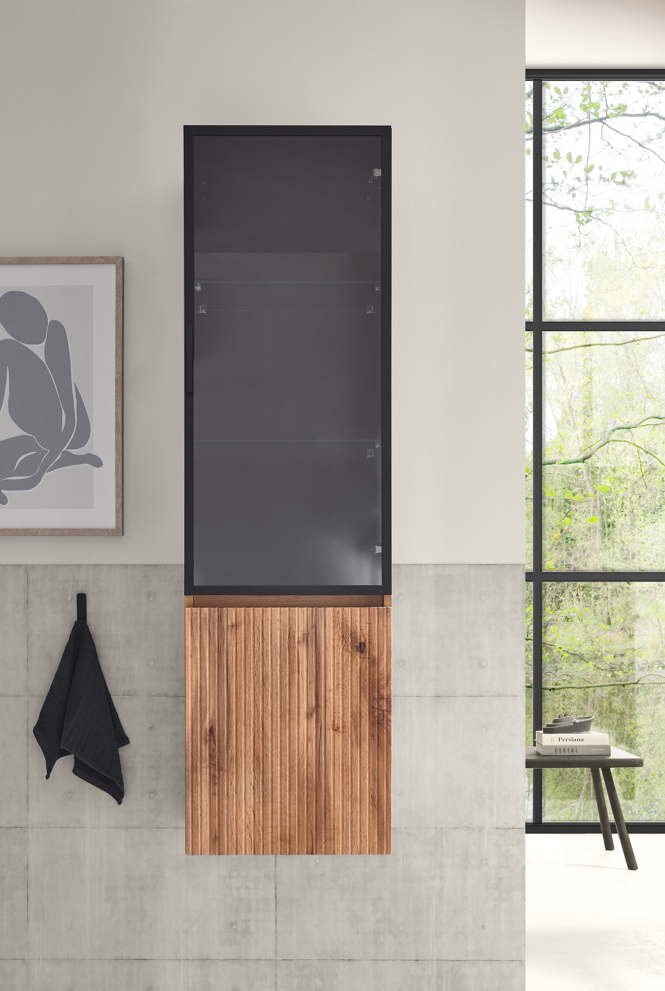 BASIC by Balculina Hochschrank »Loris BxHxT 40x140x32 cm« 1 Stk. tlg. Breite 40cm, Softclose, Glastür