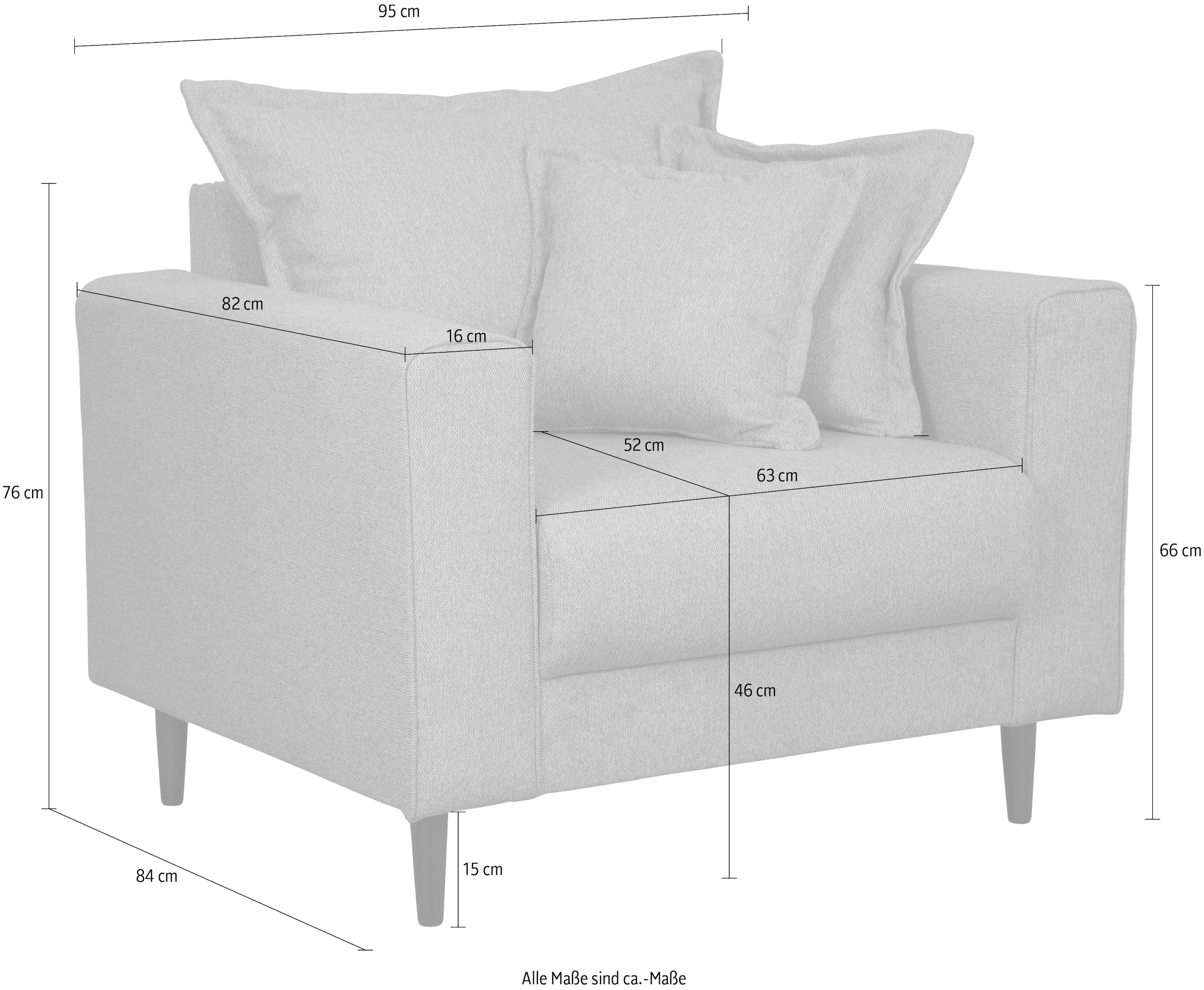 Home affaire Fauteuil »VEYRAS Loungesessel, Masse B/T/H: 95/84/76 cm« mit Wellenunterfederung, incl. Kissen