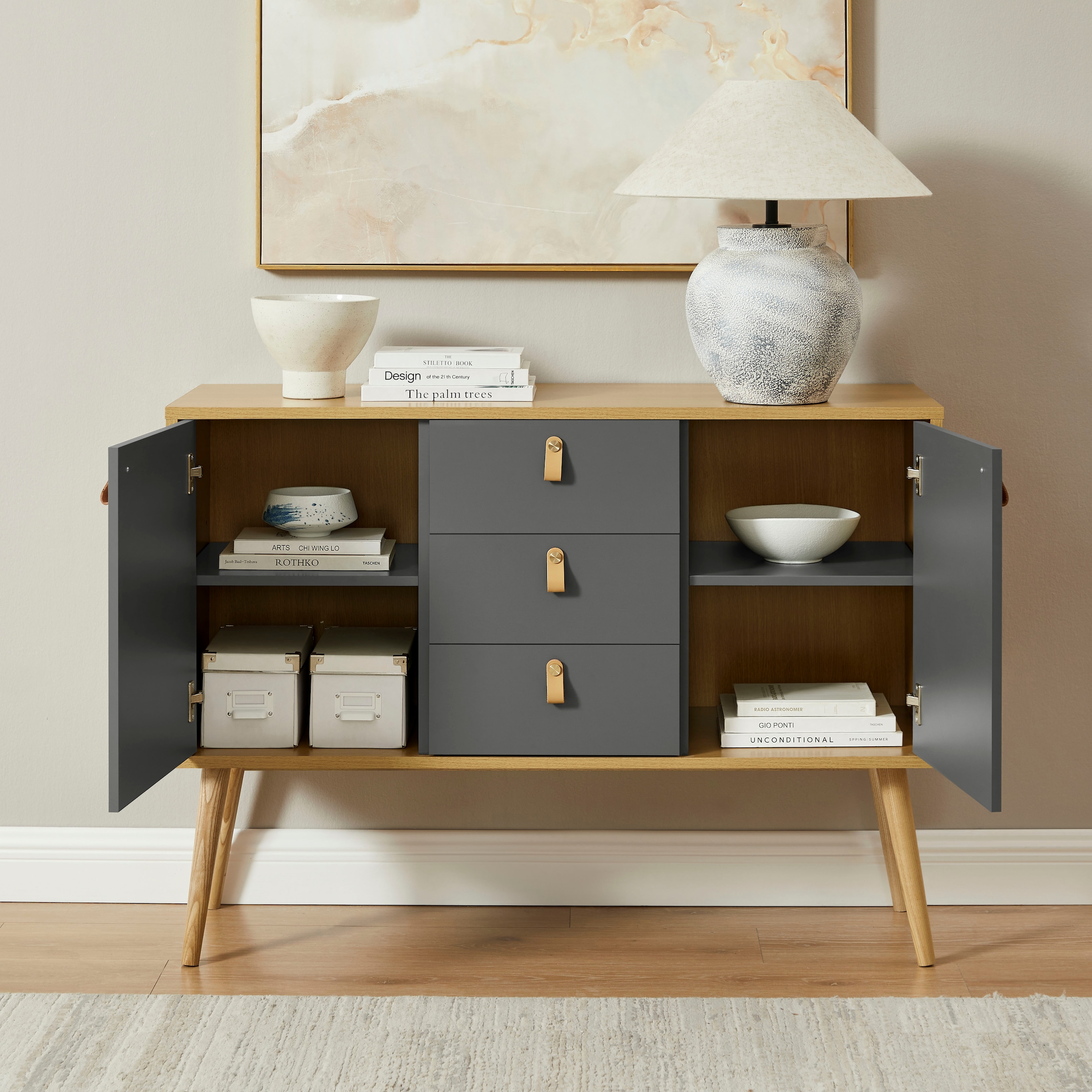 Leonique Sideboard »Avril« Korpus aus Melamin & MDF, ABS-Kunststoff Kanten, Soft-Close-Funktion