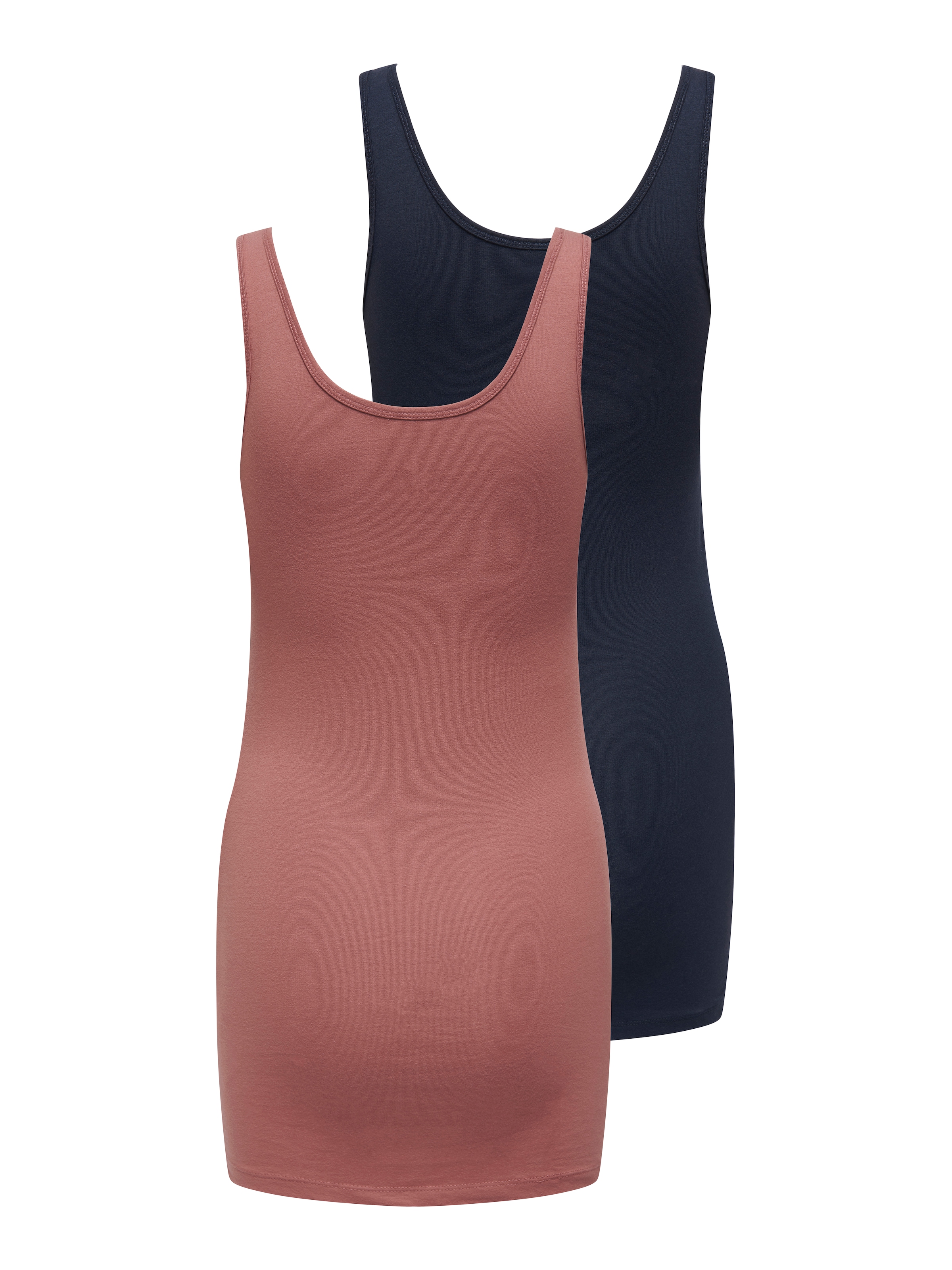 ONLY Débardeur »ONLLIVE – Slim-Fit Tanktops mit Stretch für optimalen Sitz« Paquet, pack de 2, 2 cuis coupe slim, décontracté, jersey, mélange coton, col rond