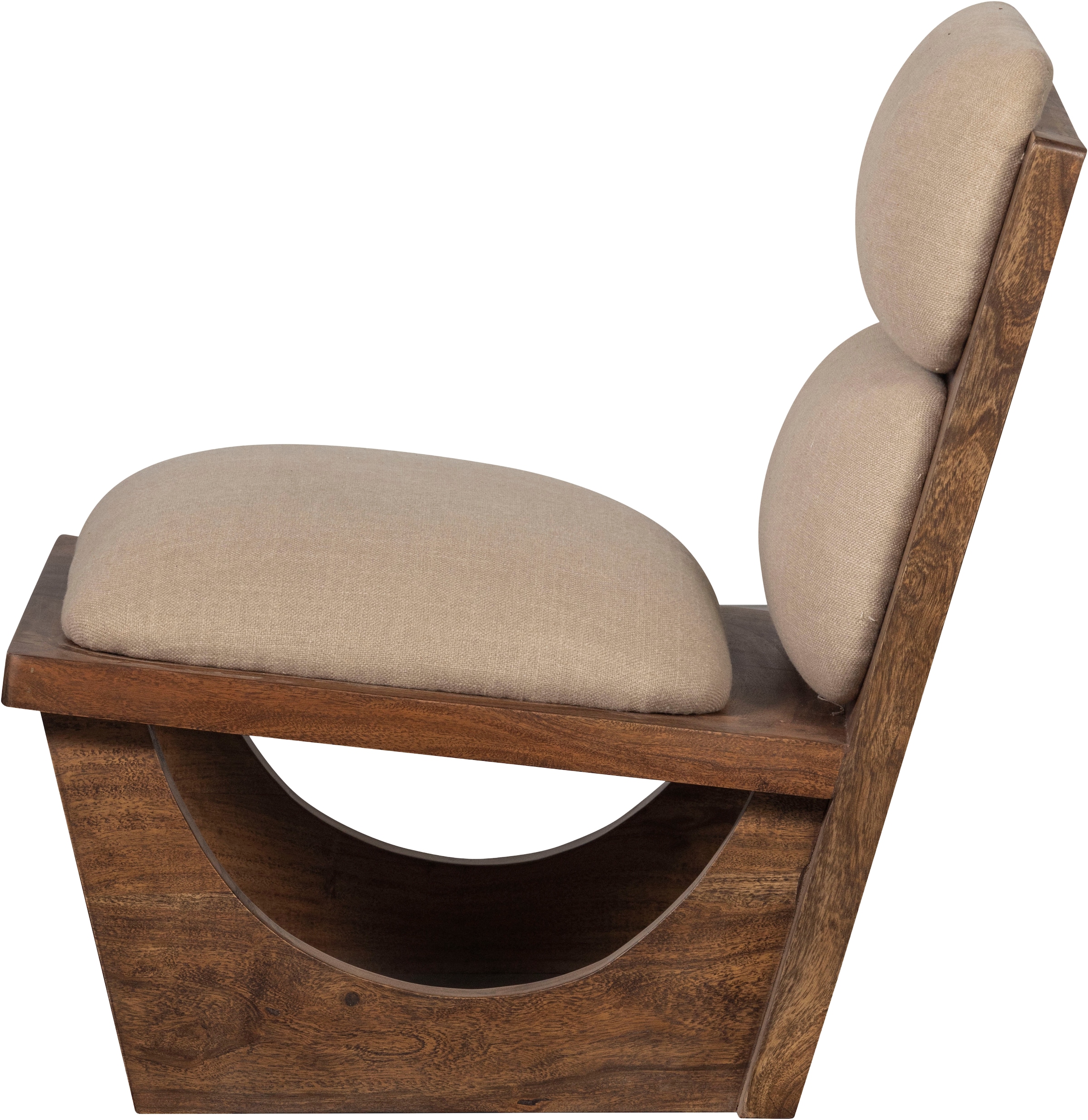 WOOOD Fauteuil lounge »Opulent mit Bouclé-Bezug und Akazienholz-Gestell B 70 x T 80 x H 75 cm« Grain visible, capacité de charge 150 kg, livré entièrement monté