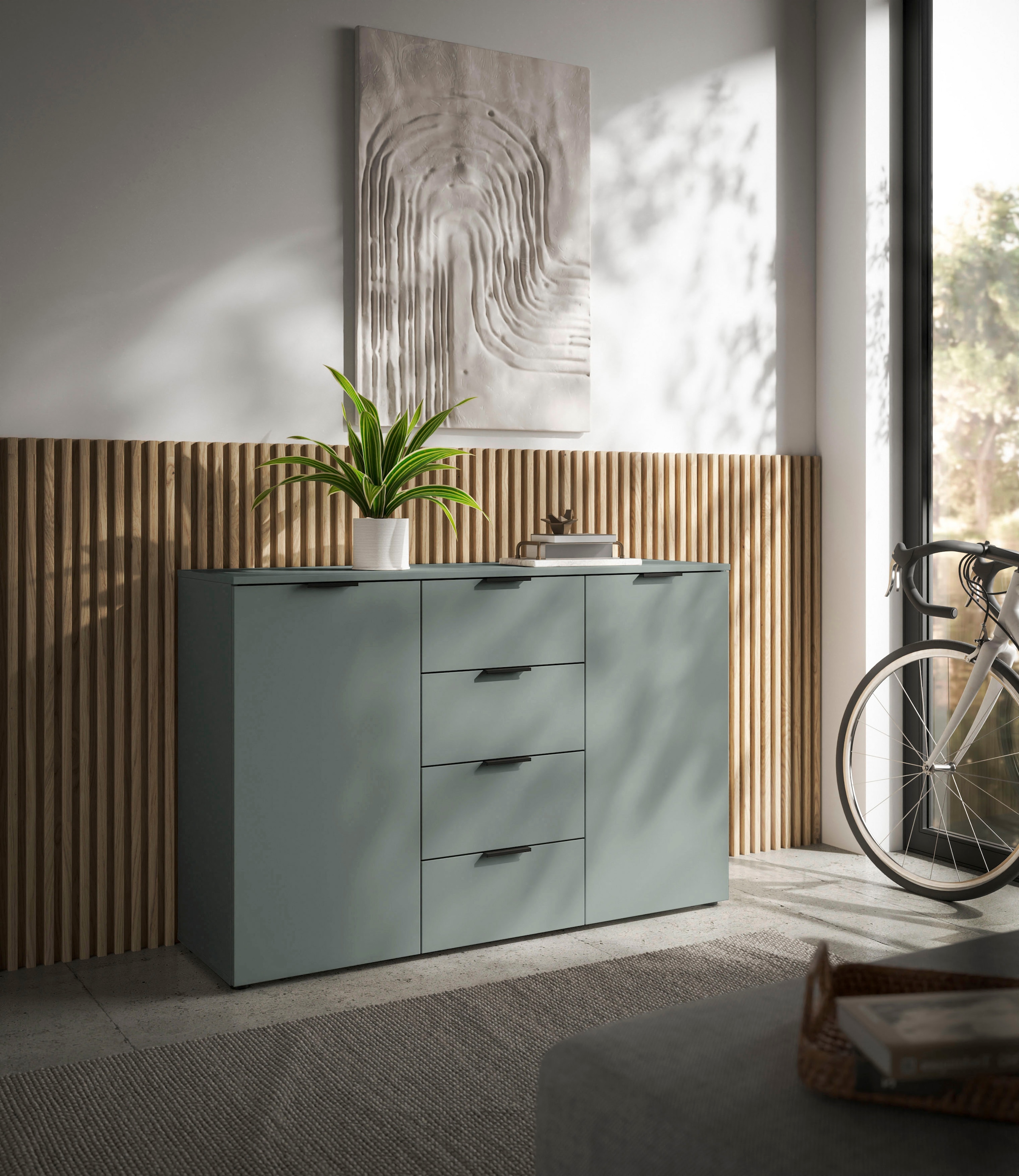 HBZ Sideboard »Linz Kommode, BxHxT 135x90x40cm« 1 Stk. tlg. Breite 135cm,Lip-Griff, Melaminbeschichtung