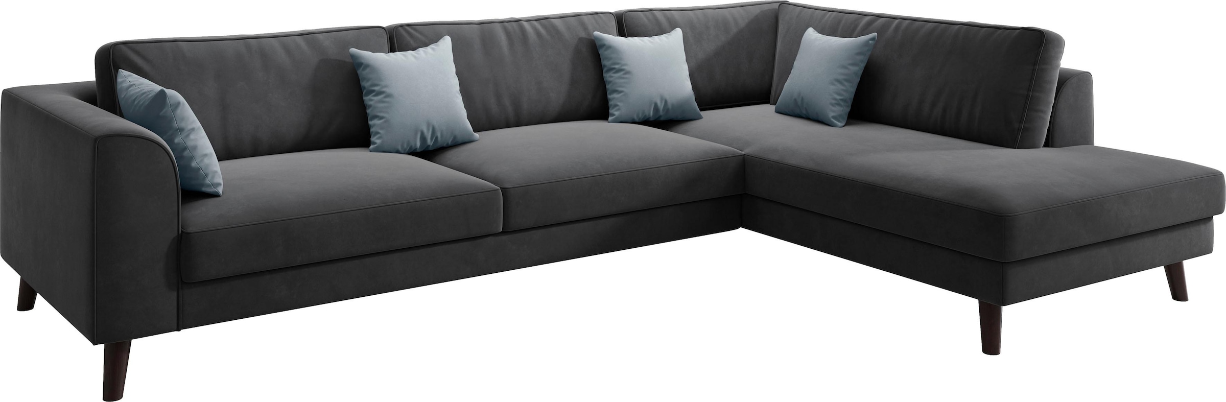 Home affaire Canapé d'angle »Laurentia, L-Form« mit 4 Zierkissen, Ottomane links oder rechts bestellbar