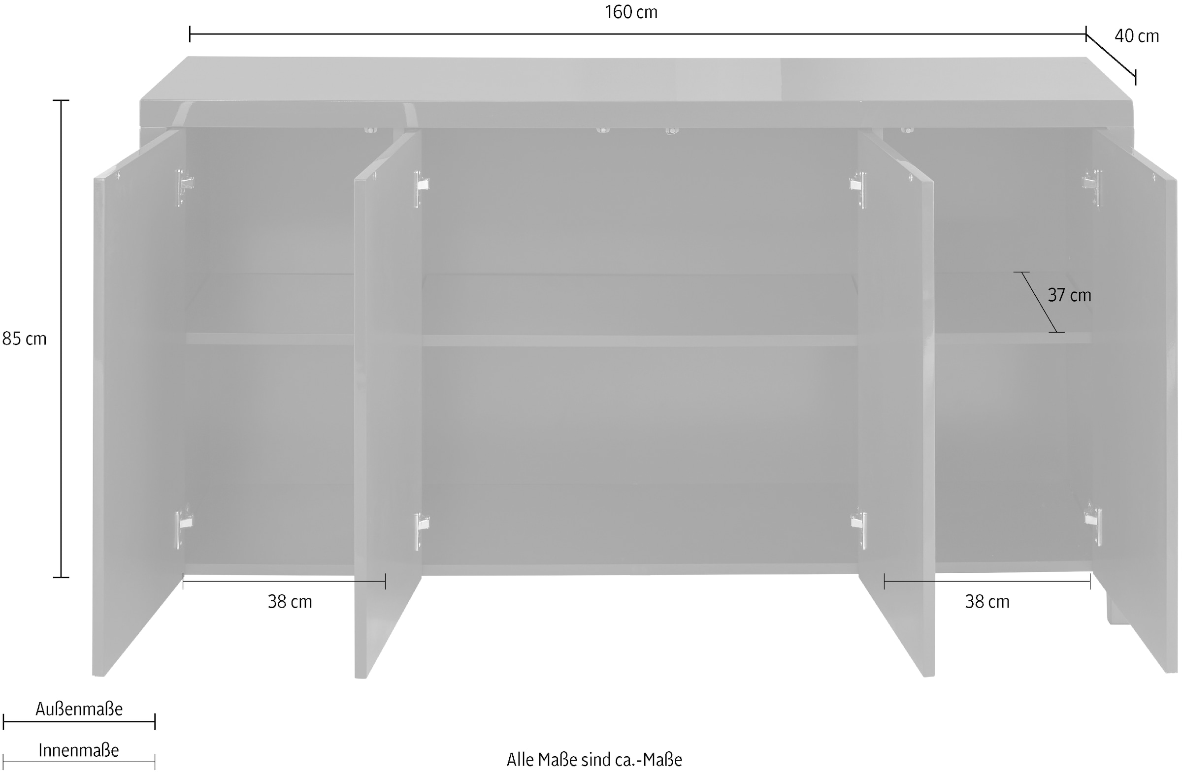 LeGer Home by Lena Gercke Sideboard »Valey« Breite 160 cm, Soft-Close, Push to open