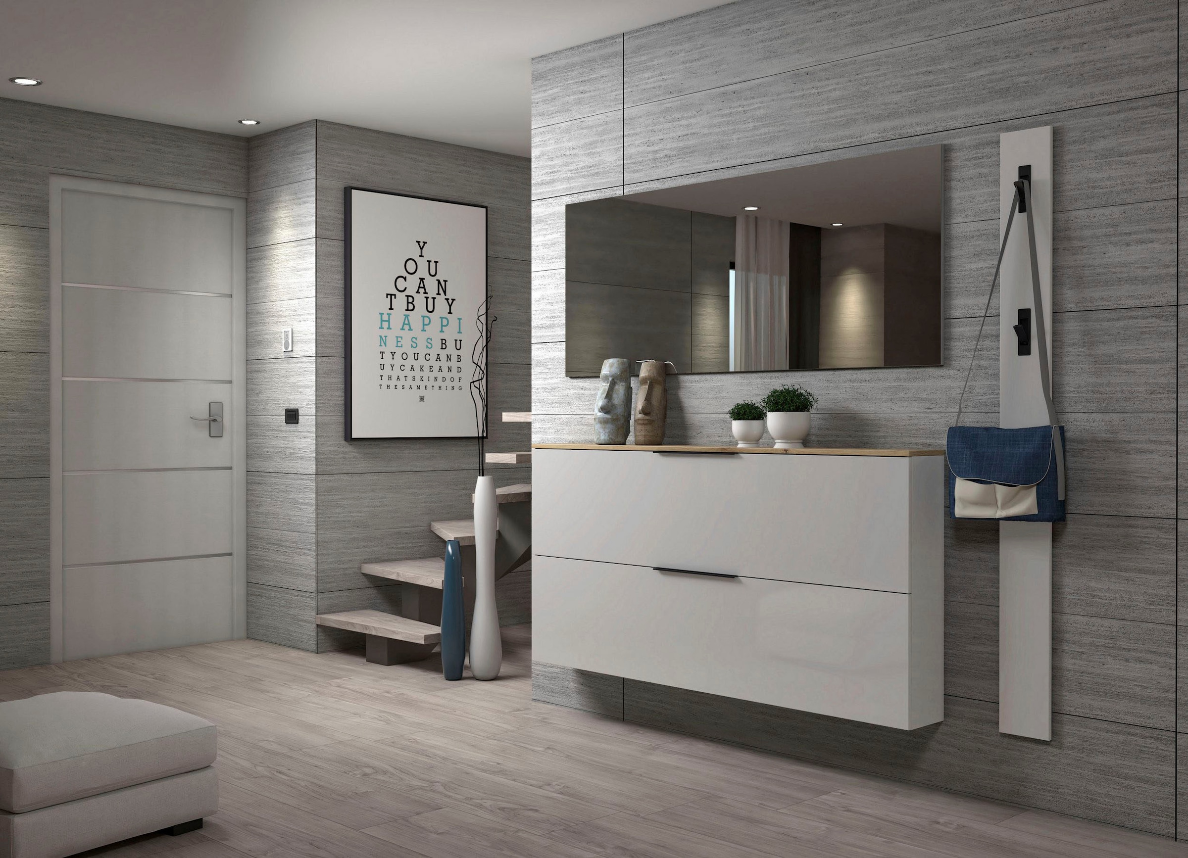 Home affaire Panneau de vestiaire »SPACE, Garderobenleiste, Wanpaneel, Wandgarderobe, Garderobenleiste« 1 cuis tlg. mit 3 Klapphaken, Hochglanz lackiert, 15x2x170 cm