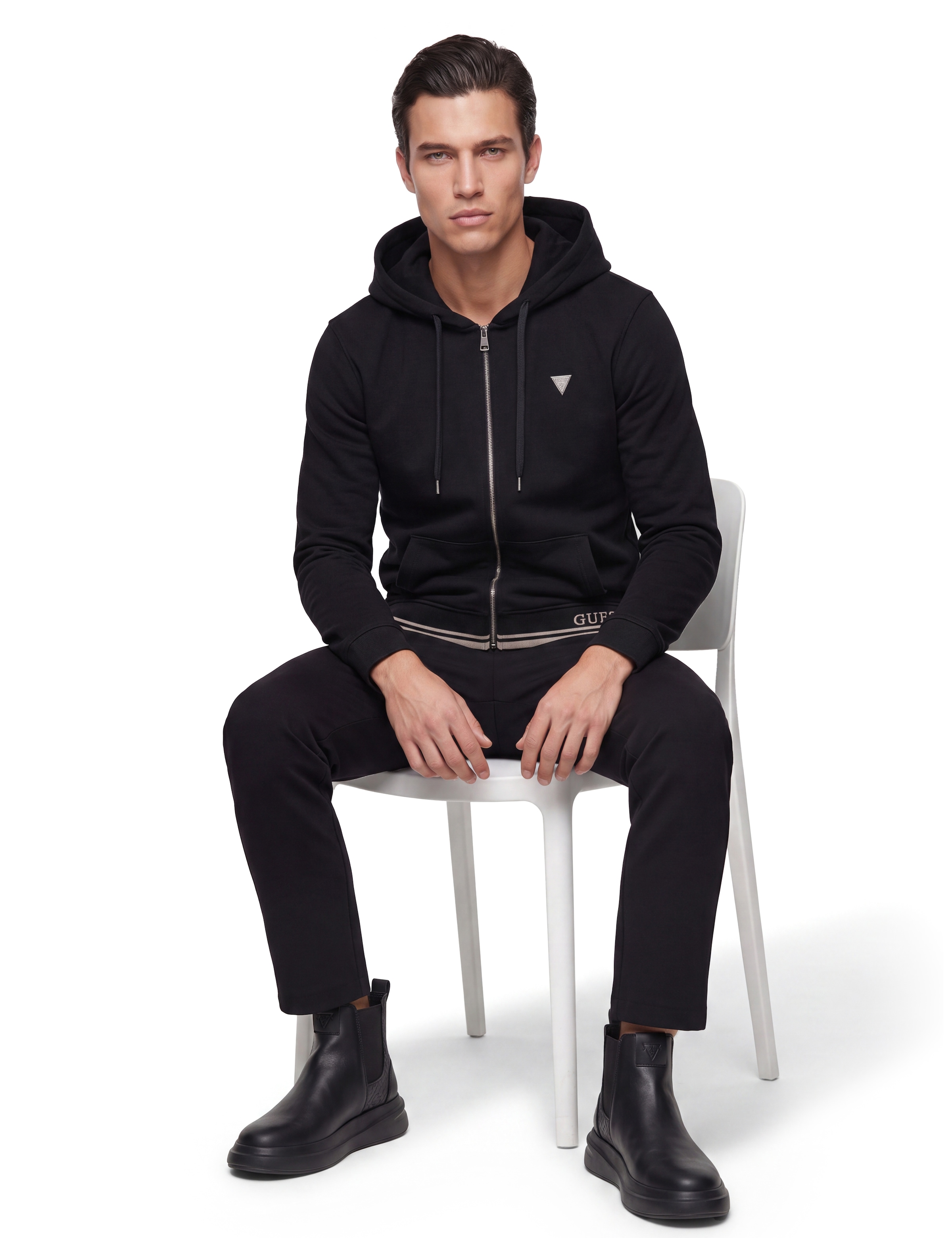 Guess Sweat à capuche Kapuze mit Kordelzug, Regular Fit, Baumwoll-Mix