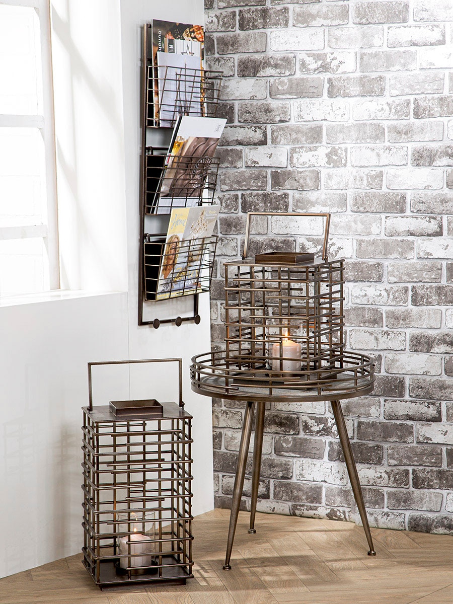 Casablanca by Gilde Lanterne à bougie »Loft, aus Metall, mit Glaseinsatz, Breite/Tiefe ca. 26 cm« Laterne, Weihnachtsdeko, Kerzenhalter