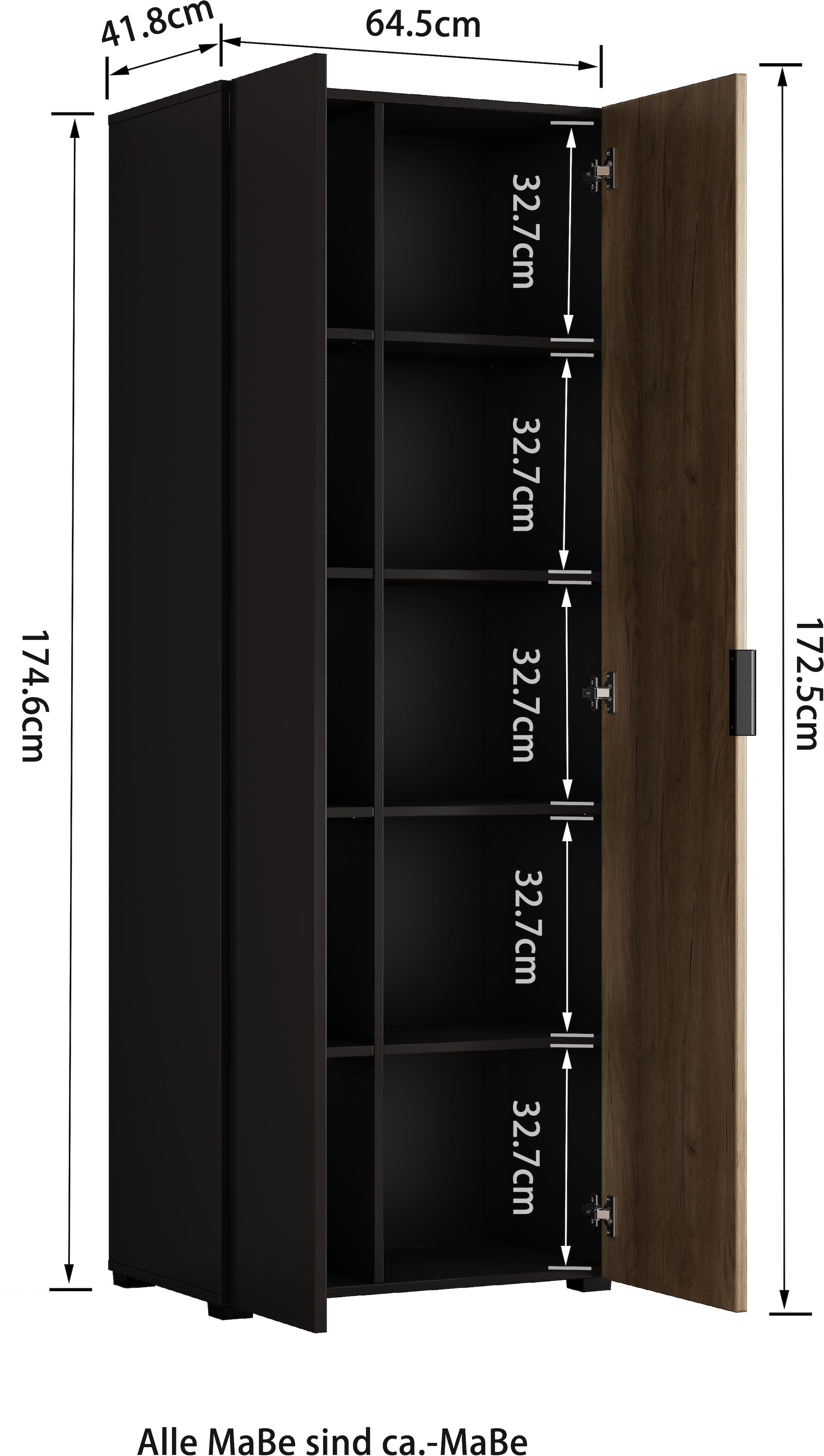 GOODproduct Armoire de classement »ASPEA-AS1T5F« Ensemble,  armoire polyvalente, design moderne avec effet panneau acoustique
