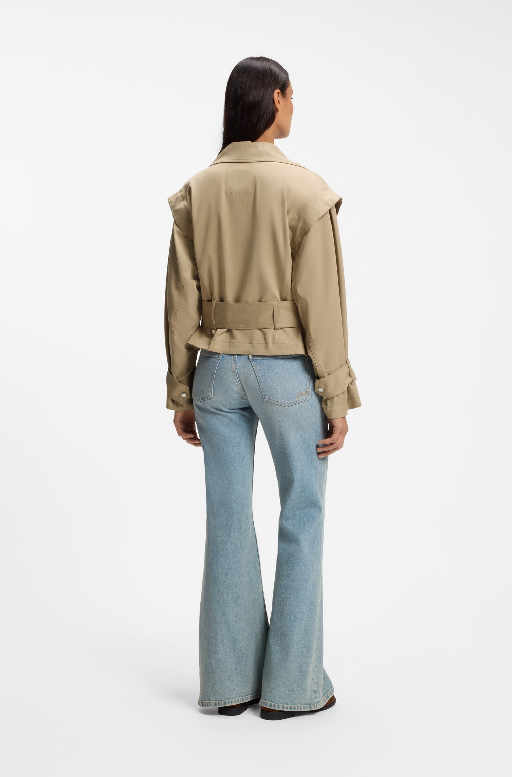 BOSS ORANGE Veste courte »Jophelia Premium Damenmode« en mélange de matières douces, avec ceinture à nouer