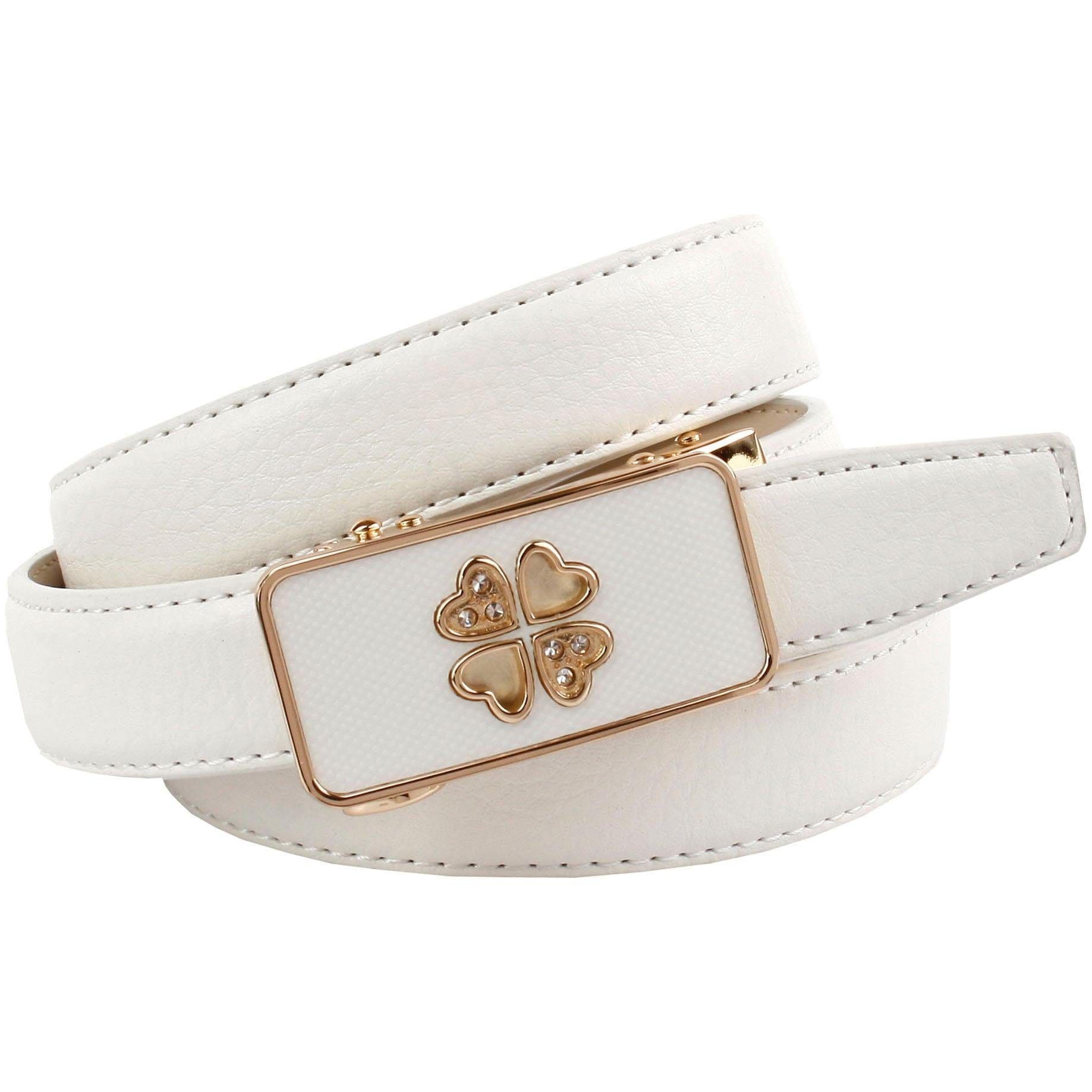Anthoni Crown Ceinture en cuir Automatik Gürtel in weiss mit teilbezogener Schliesse