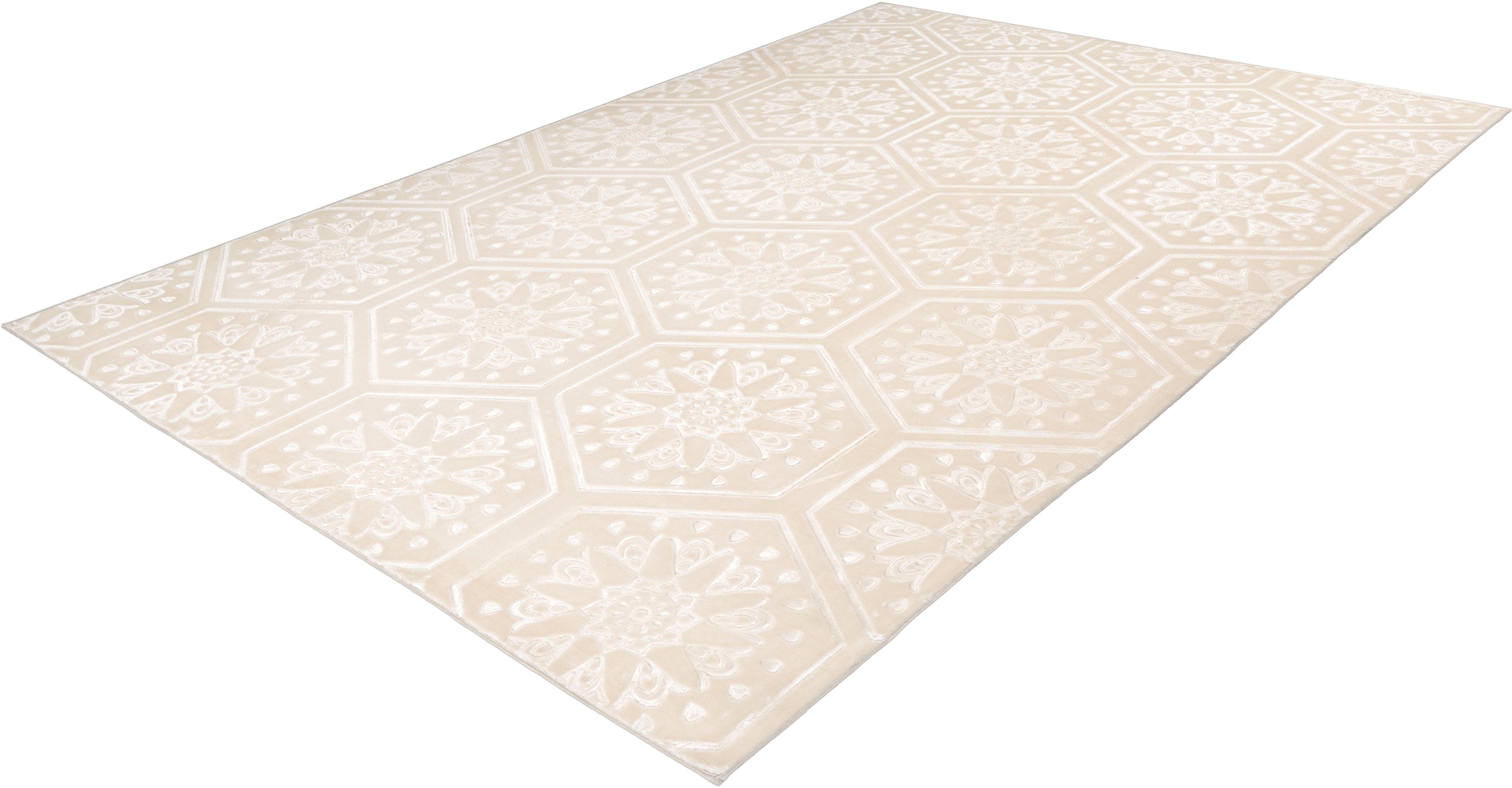 calo-deluxe Teppich »Latemar 300« rechteckig 7 mm Höhe weiche Fell Haptik, Relief Muster, Wohnzimmer, Schlafzimmer