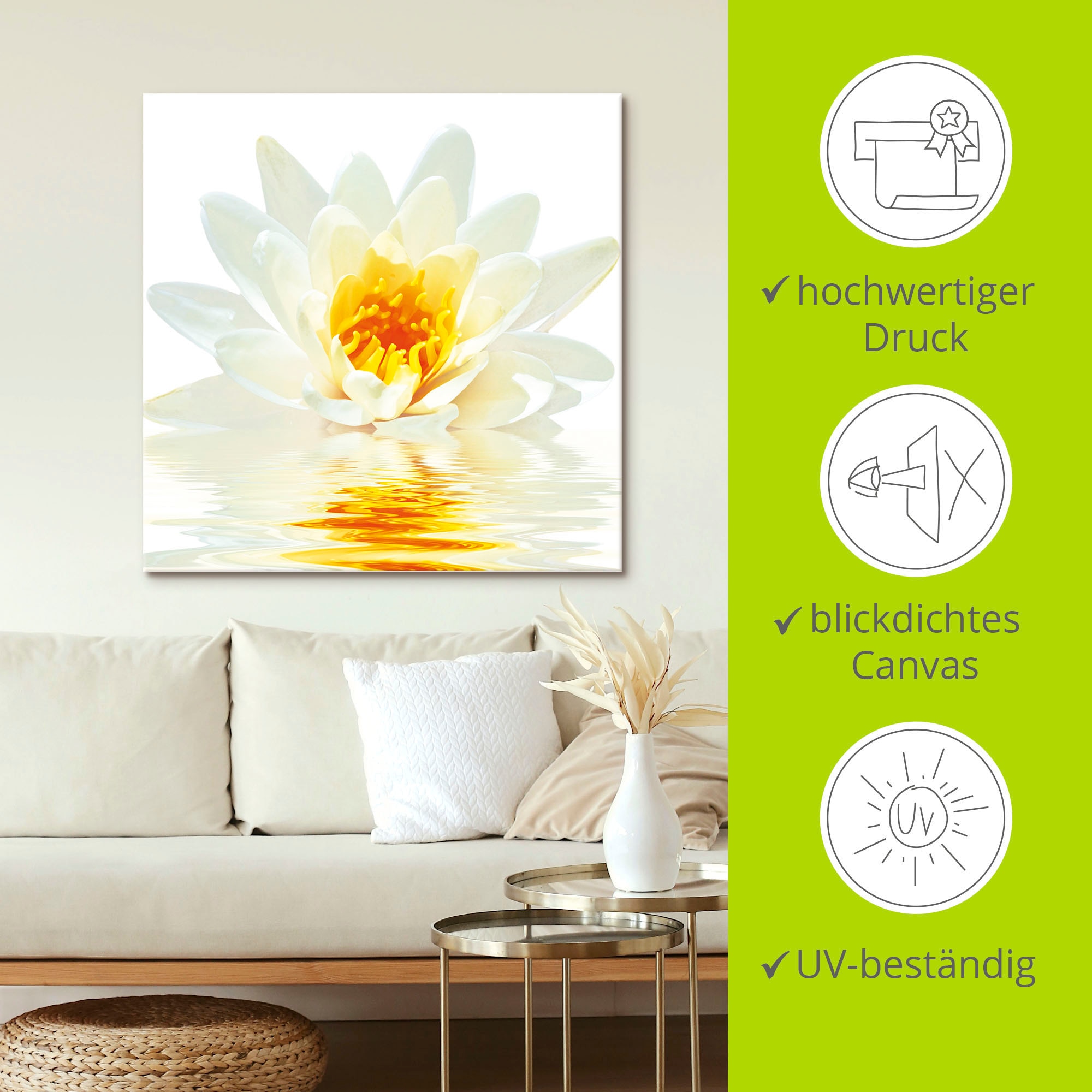 Artland Tableau sur toile »Lotusblume schwimmt im Wasser« 1 cuis tlg. als Leinwandbild in verschied. Grössen