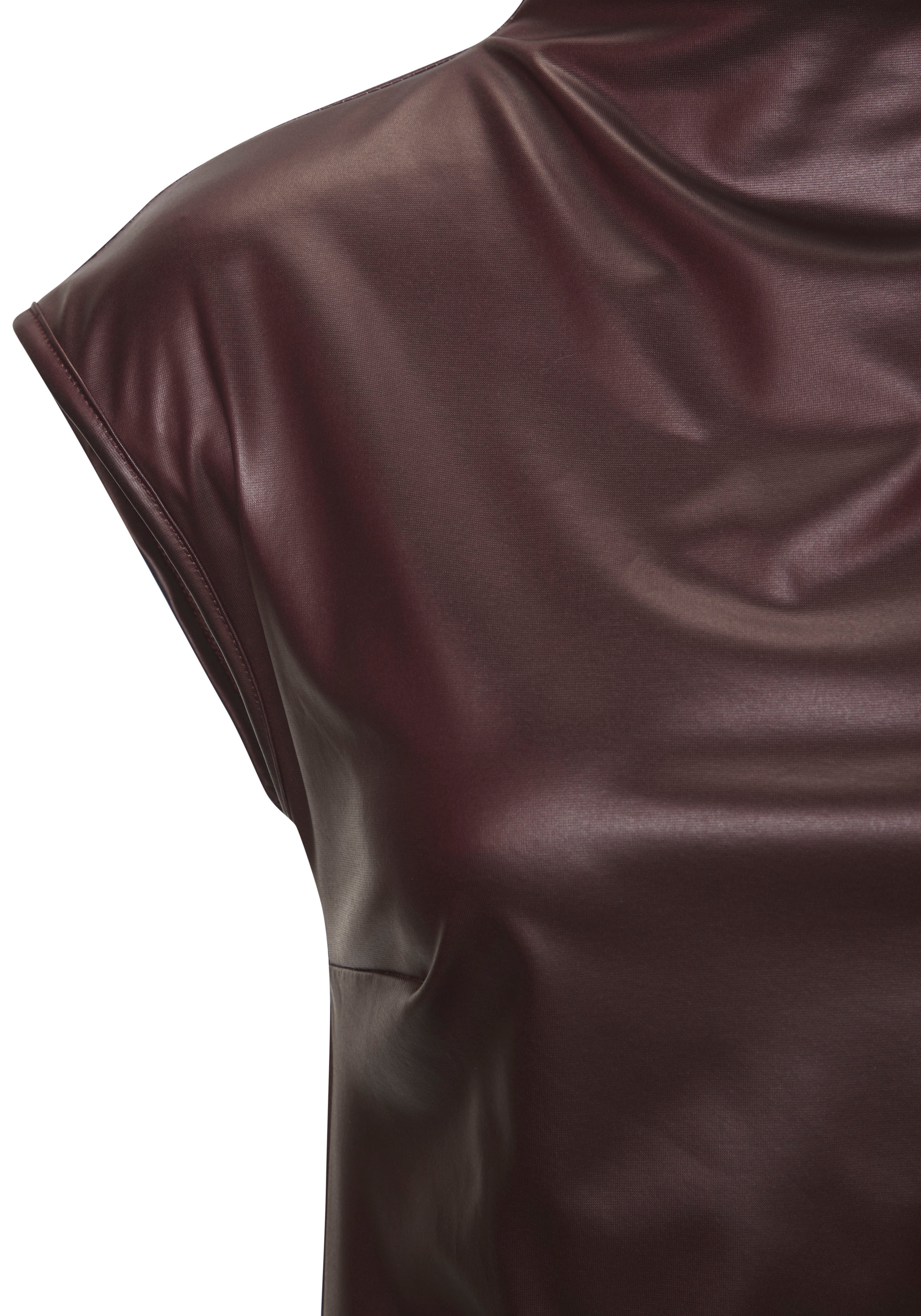 LASCANA Shirt à col rond aus Lederimitat, Partytop