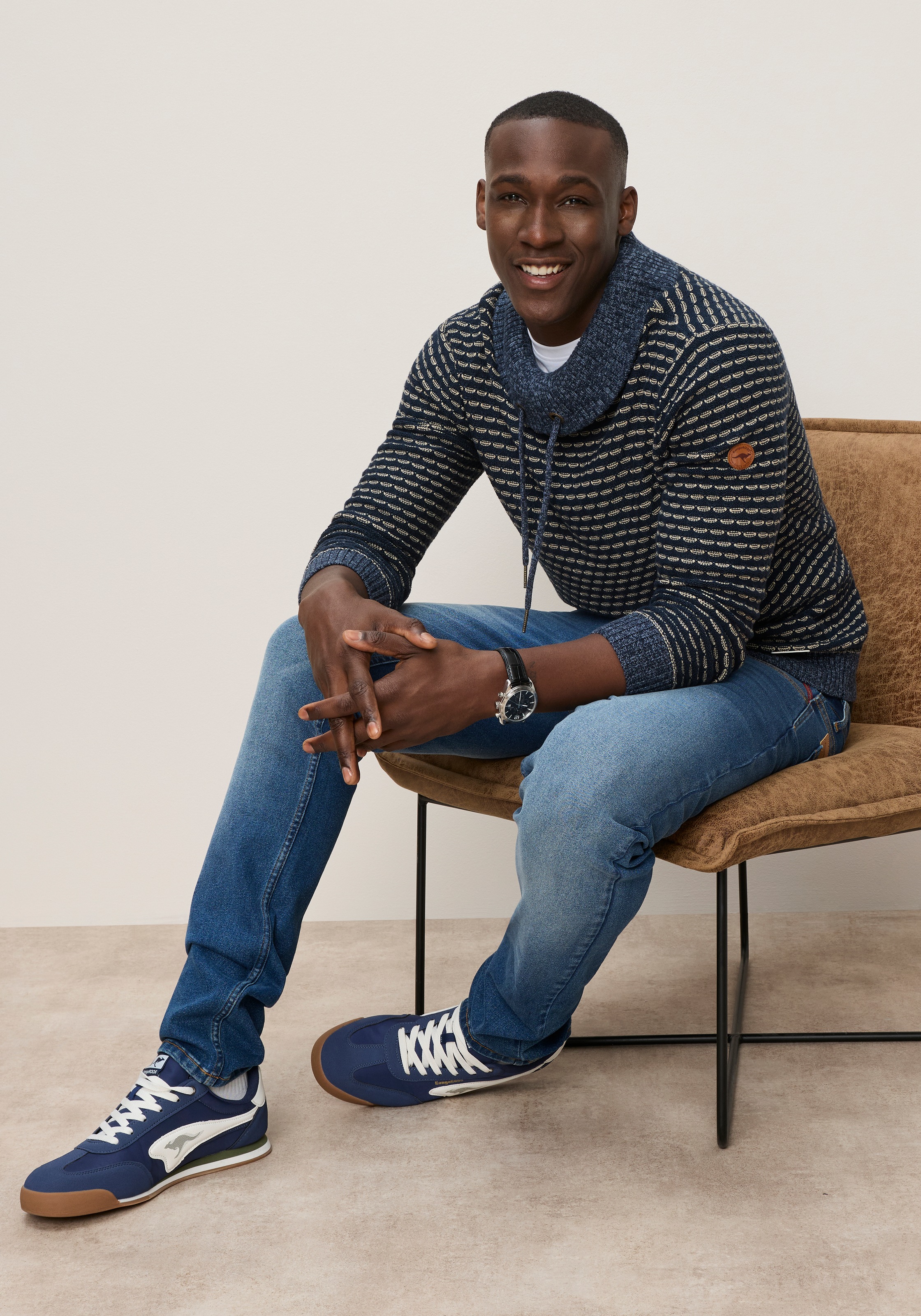 KangaROOS Rollkragenpullover aus Strick, mit Rollkragen und Kordelzügen, Langarm, Regular Fit