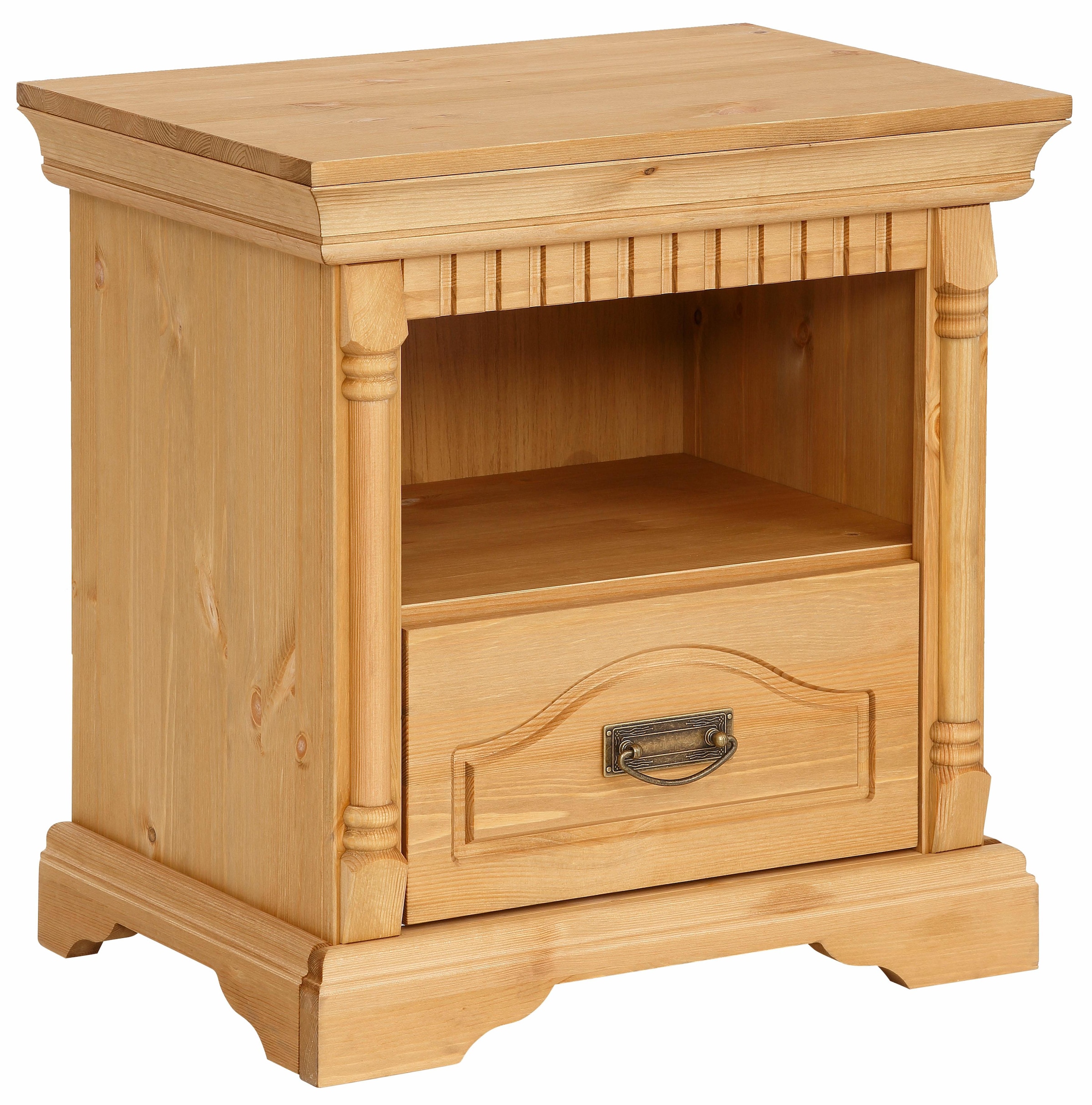 GOODproduct Nachtkonsole »Graz« aus massiver Kiefer, mit aufwendigen Details, Breite: 55 cm