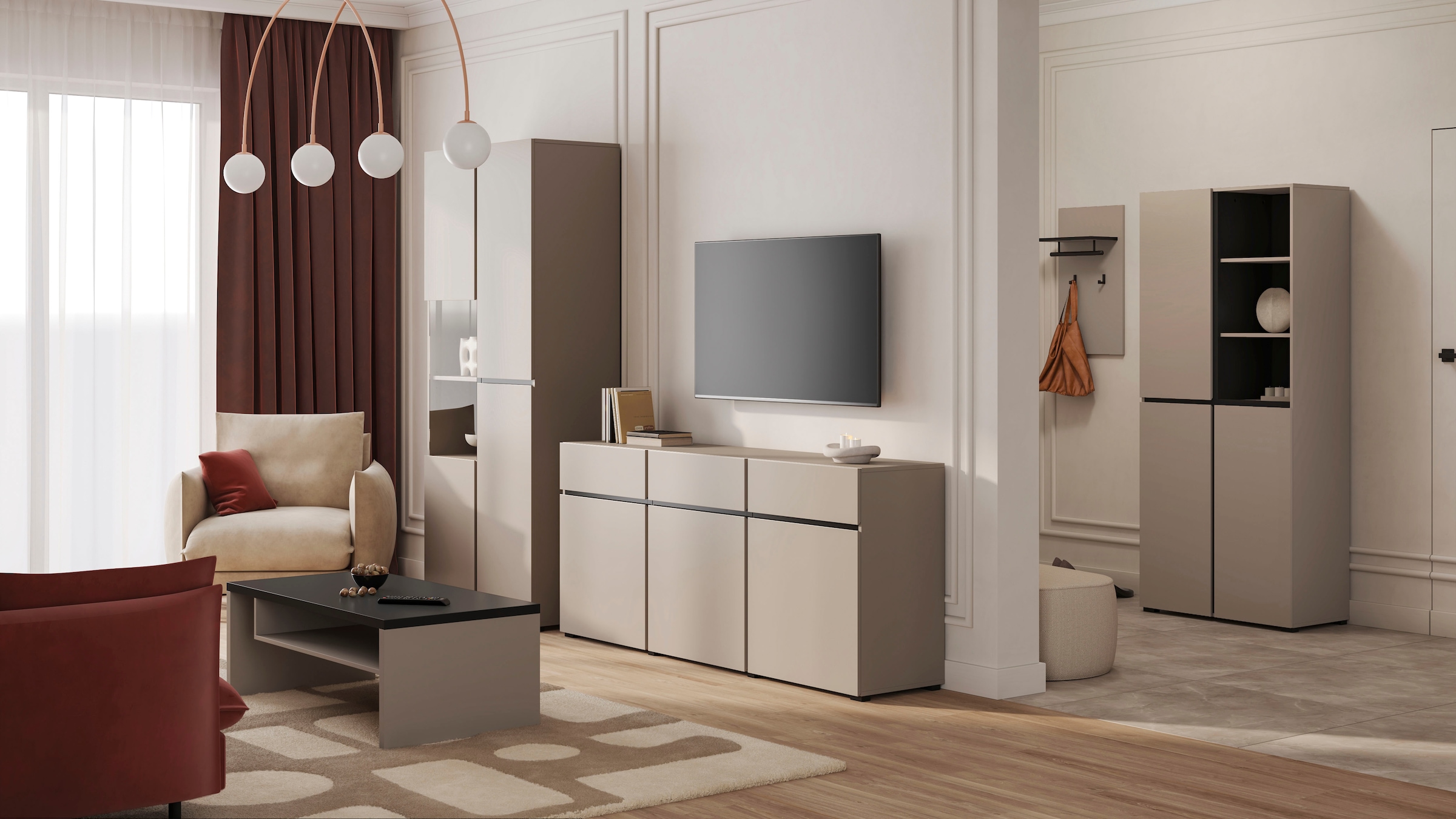 INOSIGN Schuhschrank »Cross, Höhe 183,5cm, modernes griffloses Schuhregal mit 3 Türen« Hochschrank mit viel Stauraum, Platz für ca. 24 Paar Schuhe