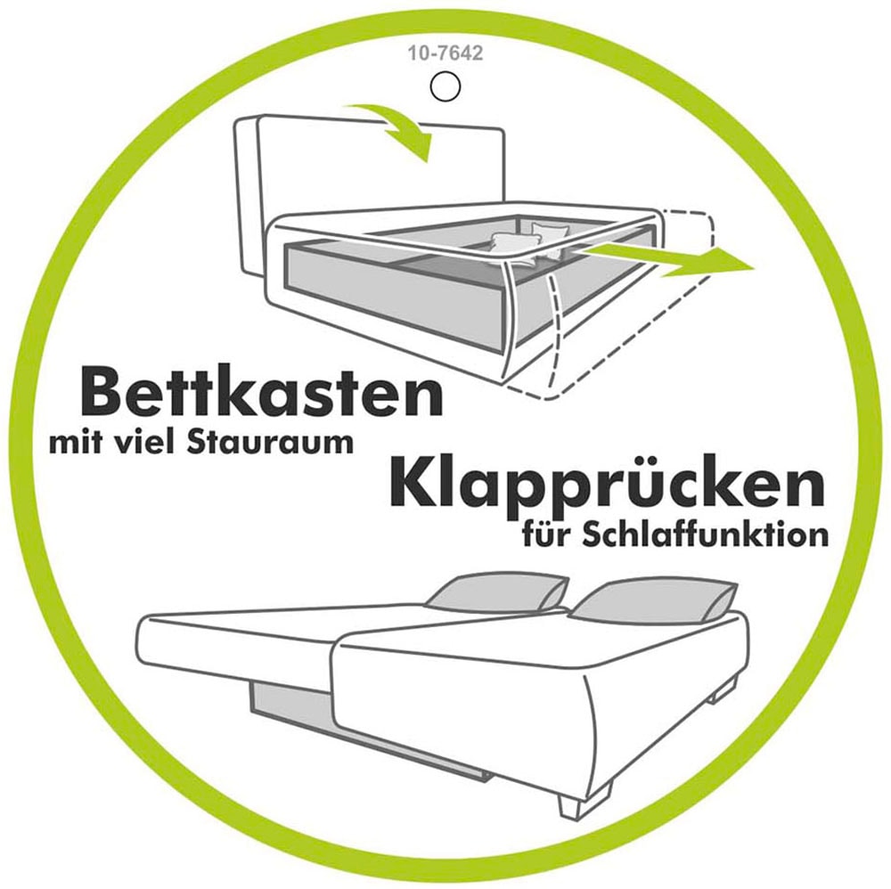 Jockenhöfer Gruppe Ecksofa »Ecksofa Elmau, Grösse Ottomane: L, B:235cm« mit Schlaffunktion, Bettkasten & 2 Zierkissen