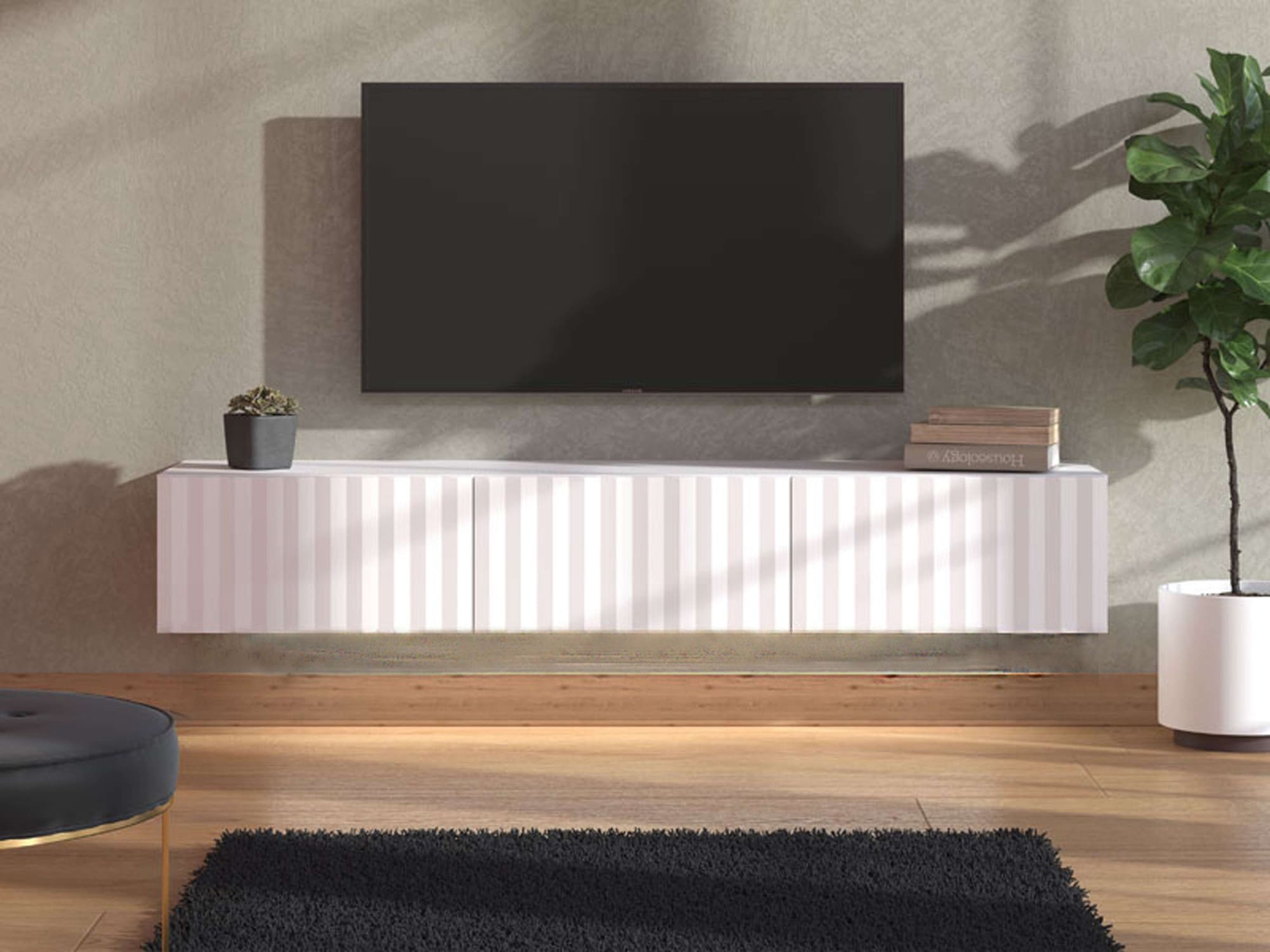 INOSIGN Lowboard »Antibes TV-Lowboard, Breite 192/154/128 cm, TV-Schrank« TV-Kommode, 3D-Fronten, Push-To-Open-Funktion, Wandmonatage