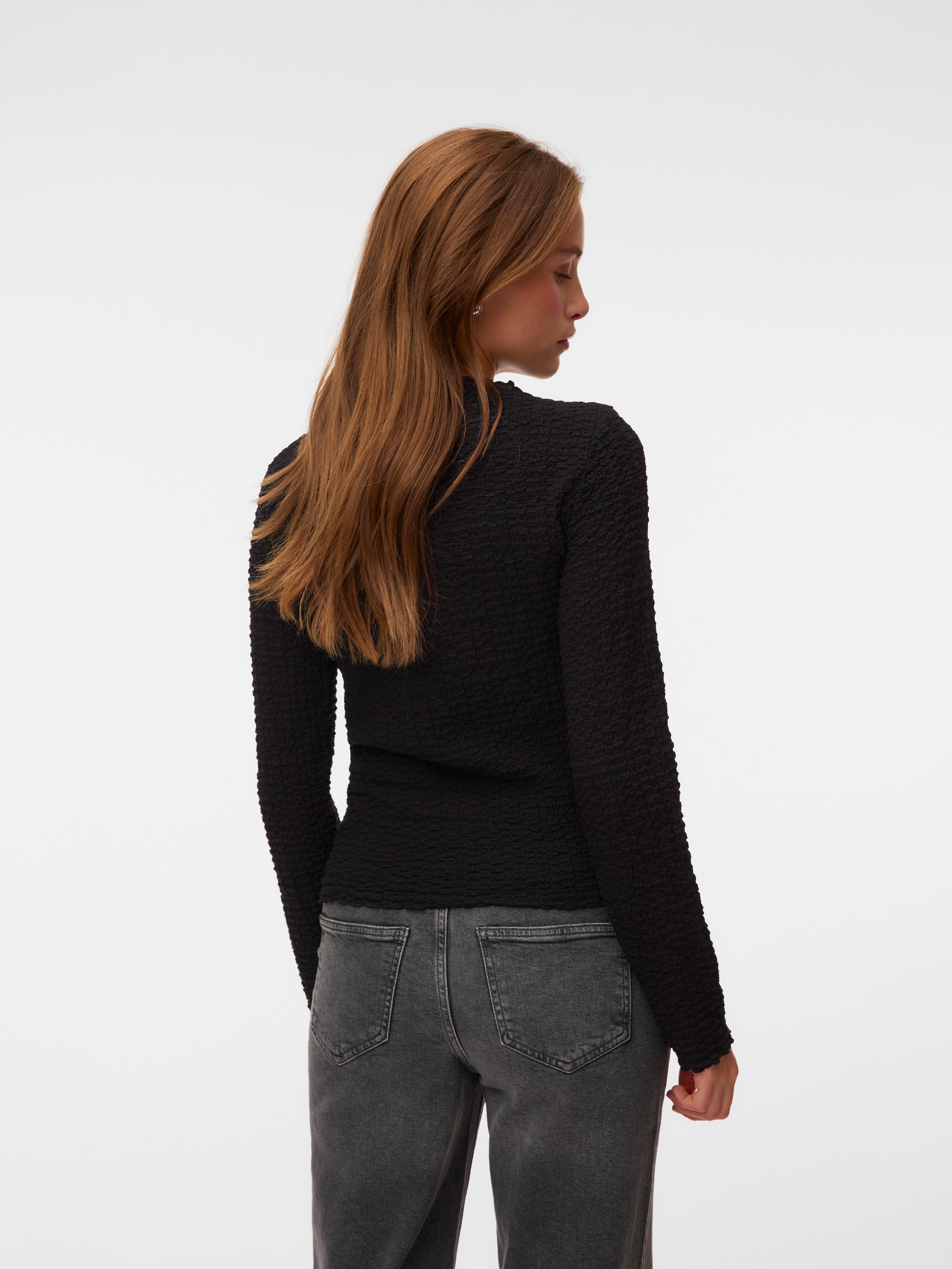 Vero Moda T-shirt à manches longues »VMZIA LS FUNNEL NECK TOP JRS NOOS« mélange coton, coupe régulière