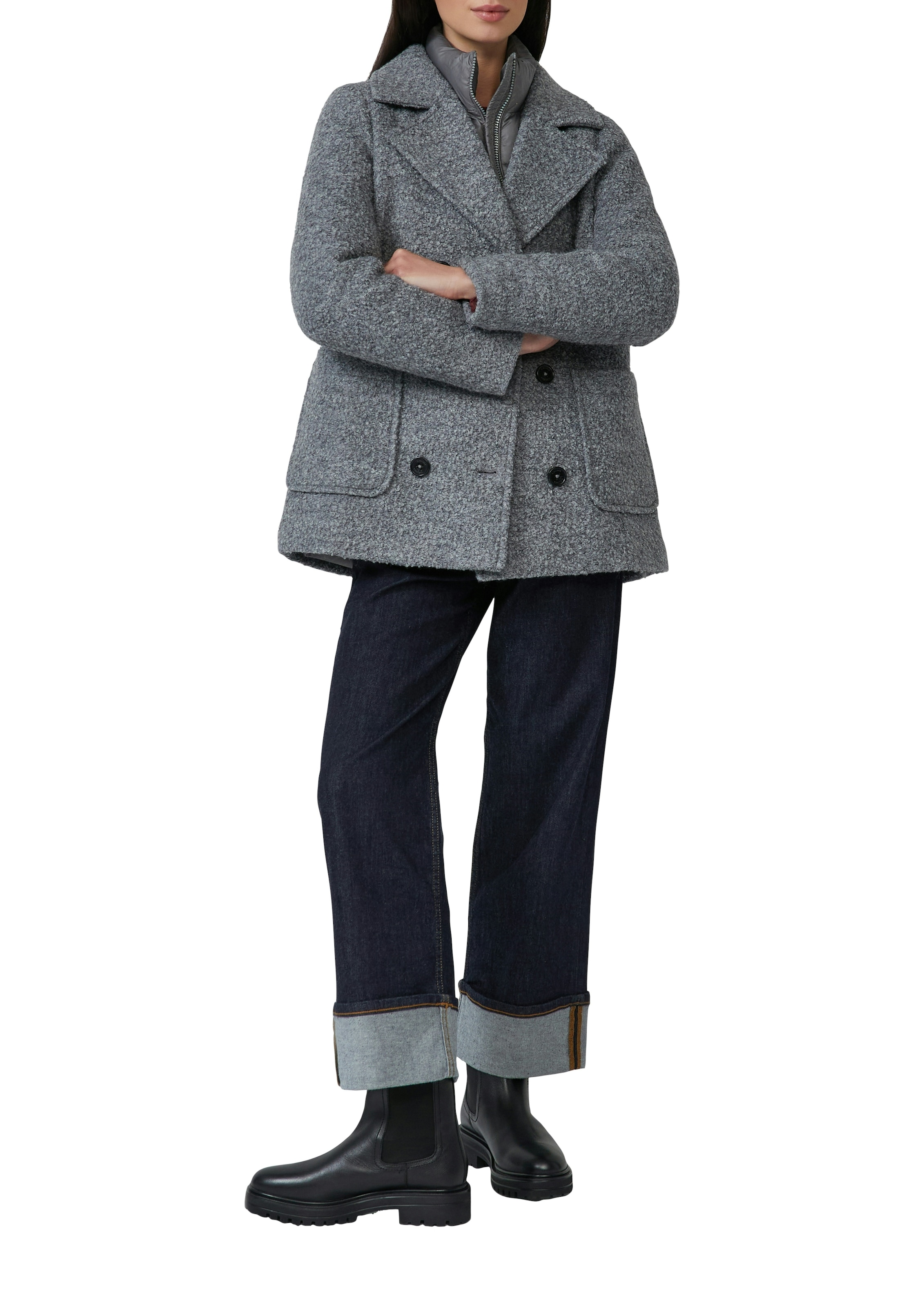s.Oliver Caban sans capuche avec col revers et patte de boutonnage double, proportion de laine