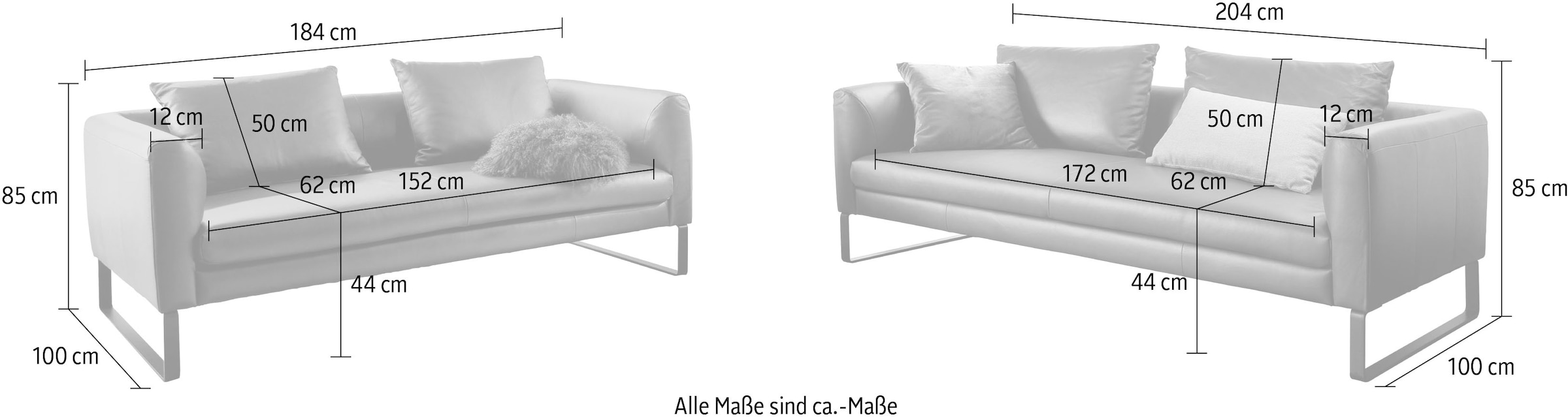 3C Candy Canapé »Avola bequem und elegantes Leder-Sofaset, tolle Verarbeitungsdetails« ensemble : canapé composé d’un 2,5 places et d’un 3 places