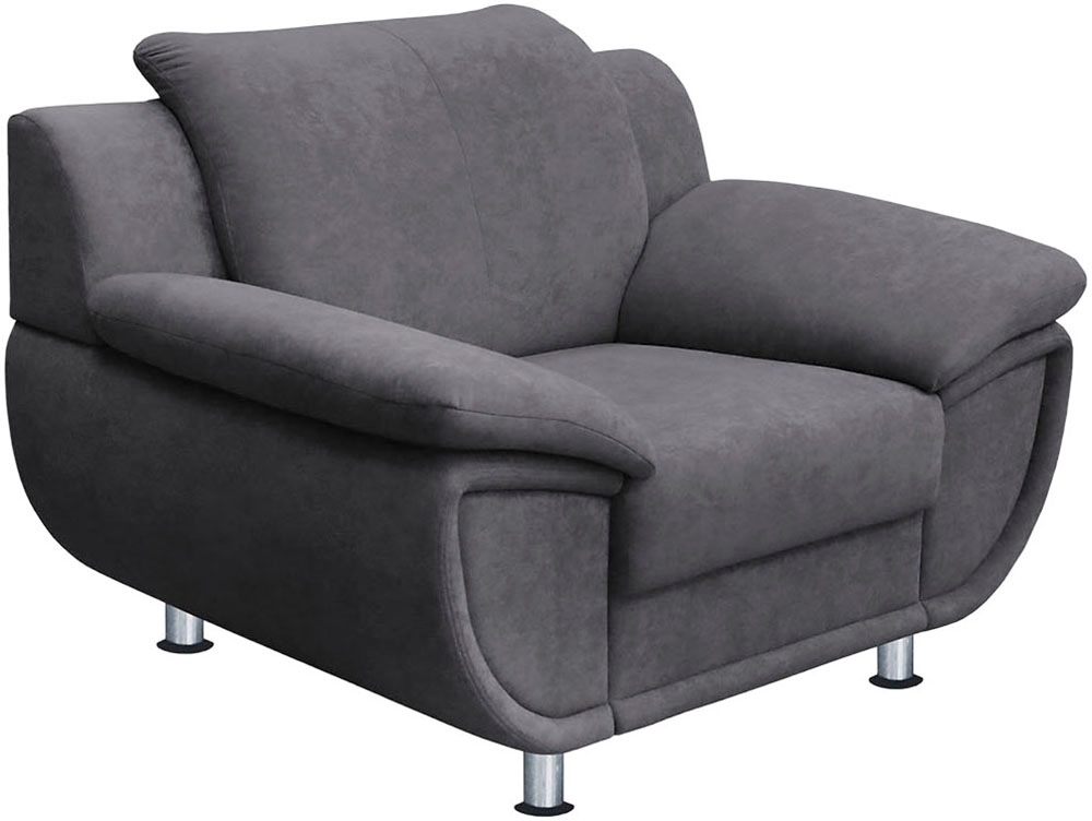 TRENDMANUFAKTUR Fauteuil »Rondo, Breite 121 cm, breite Armlehnen, Füsse chromfarben« grand fauteuil avec ressorts ensachés en option, confortable