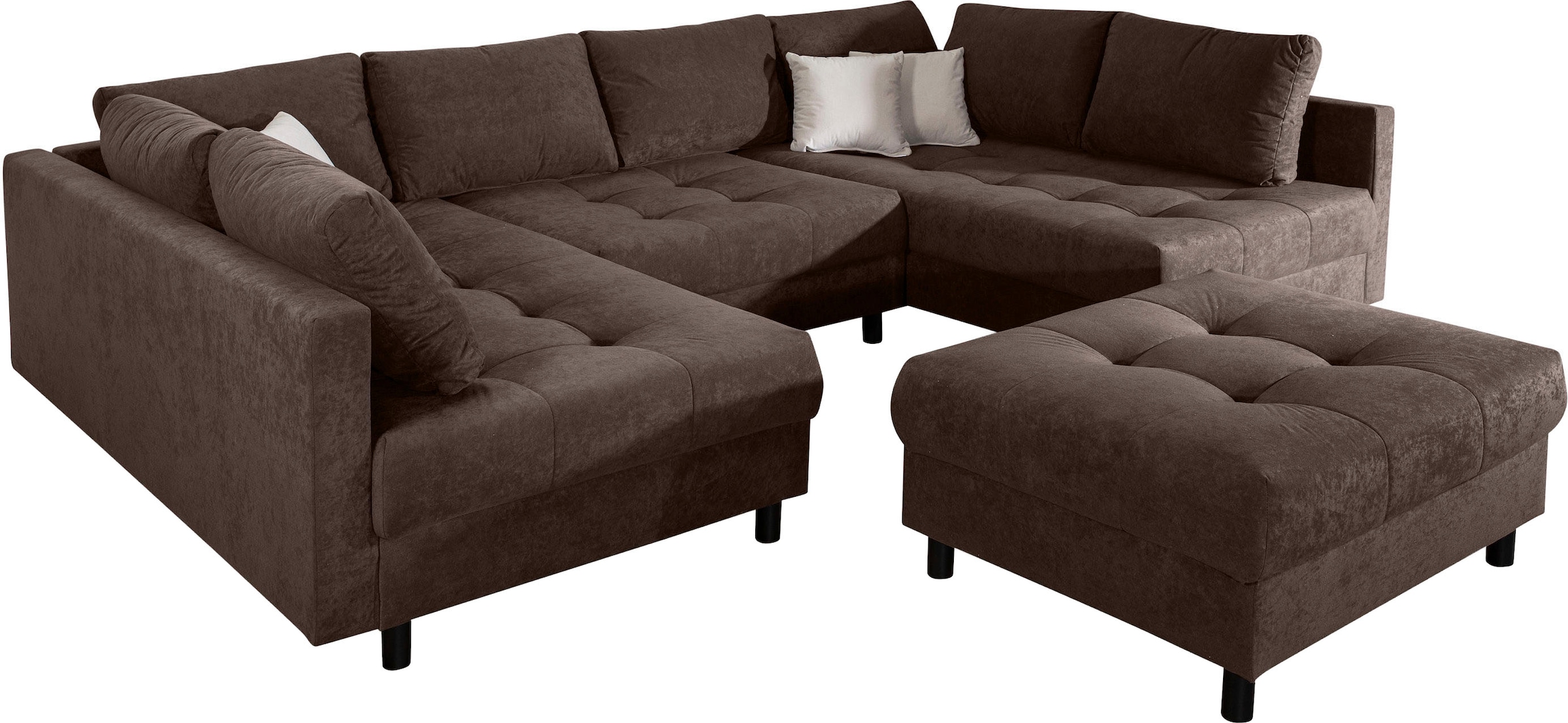 GOODproduct Paysage de salon »Antonia U-Form, B: 298 cm« canapé d'angle, coussins de dossier, 2 ottomanes, noyau ressort Bonnell confortable