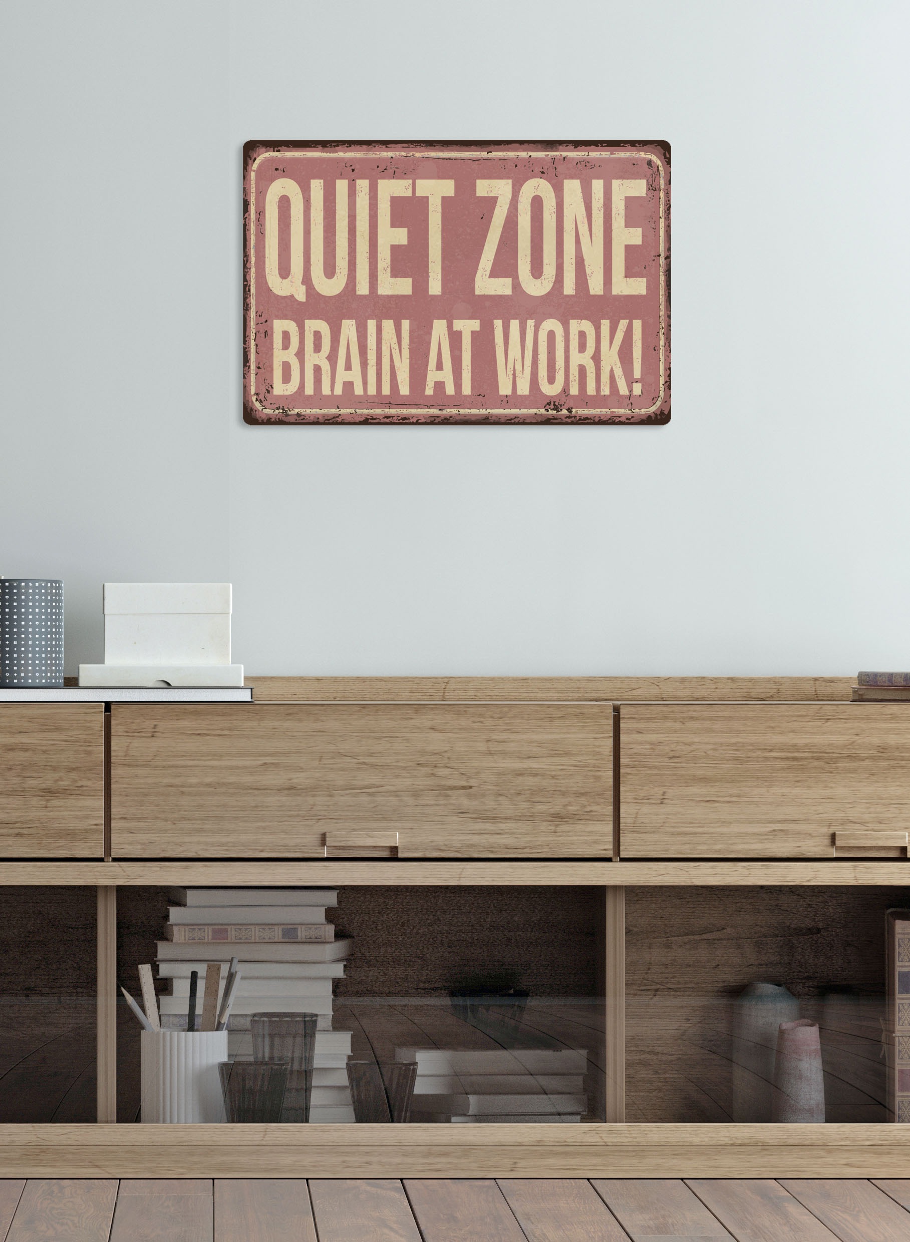 queence Tableau métallique »QUIET ZONE« 1 cuis tlg. Stahlschild, Blechschild, Sprüche, Texte, witzig