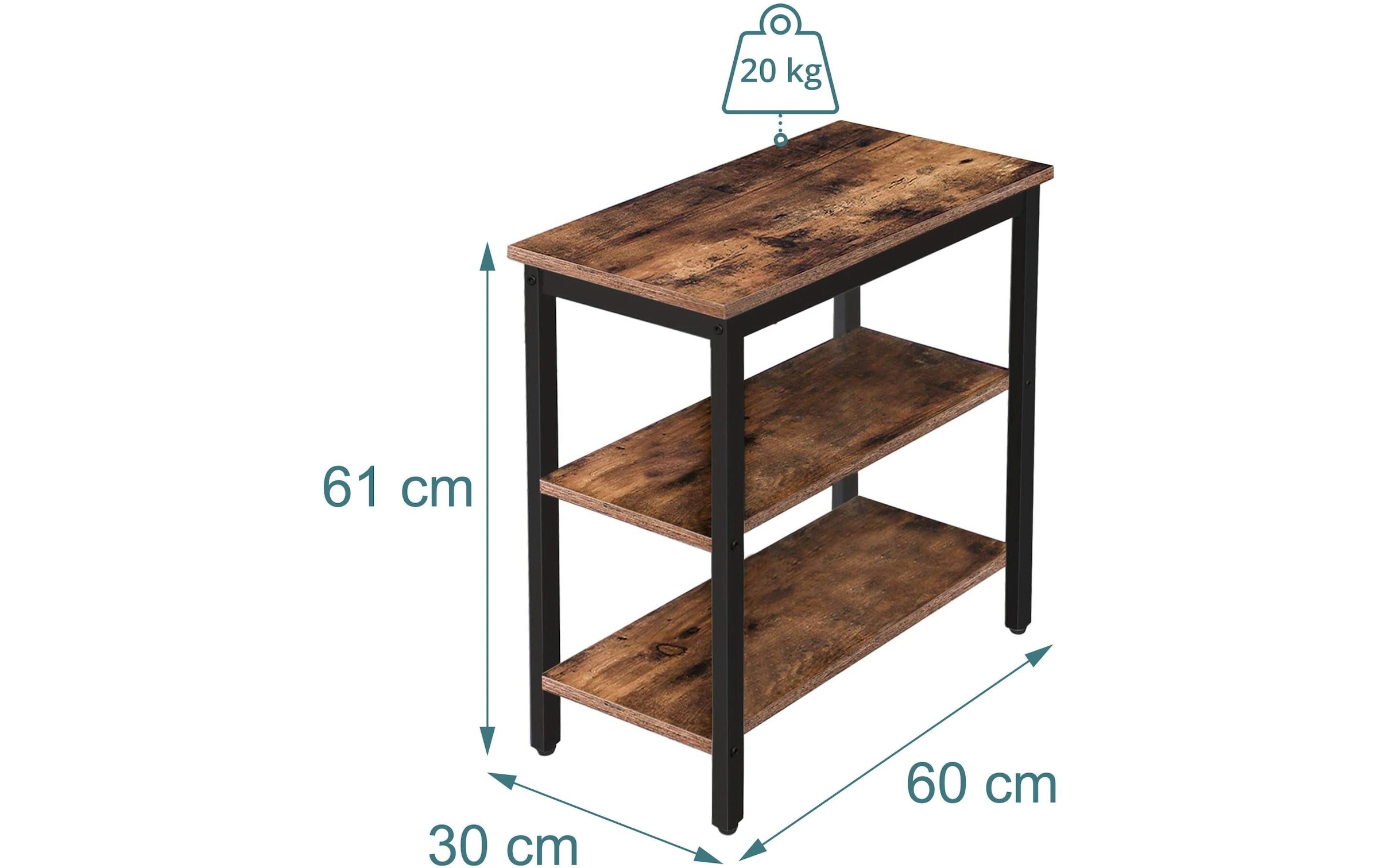 relaxdays »Beistelltisch 60 x 61 cm, Schwarz/Braun«