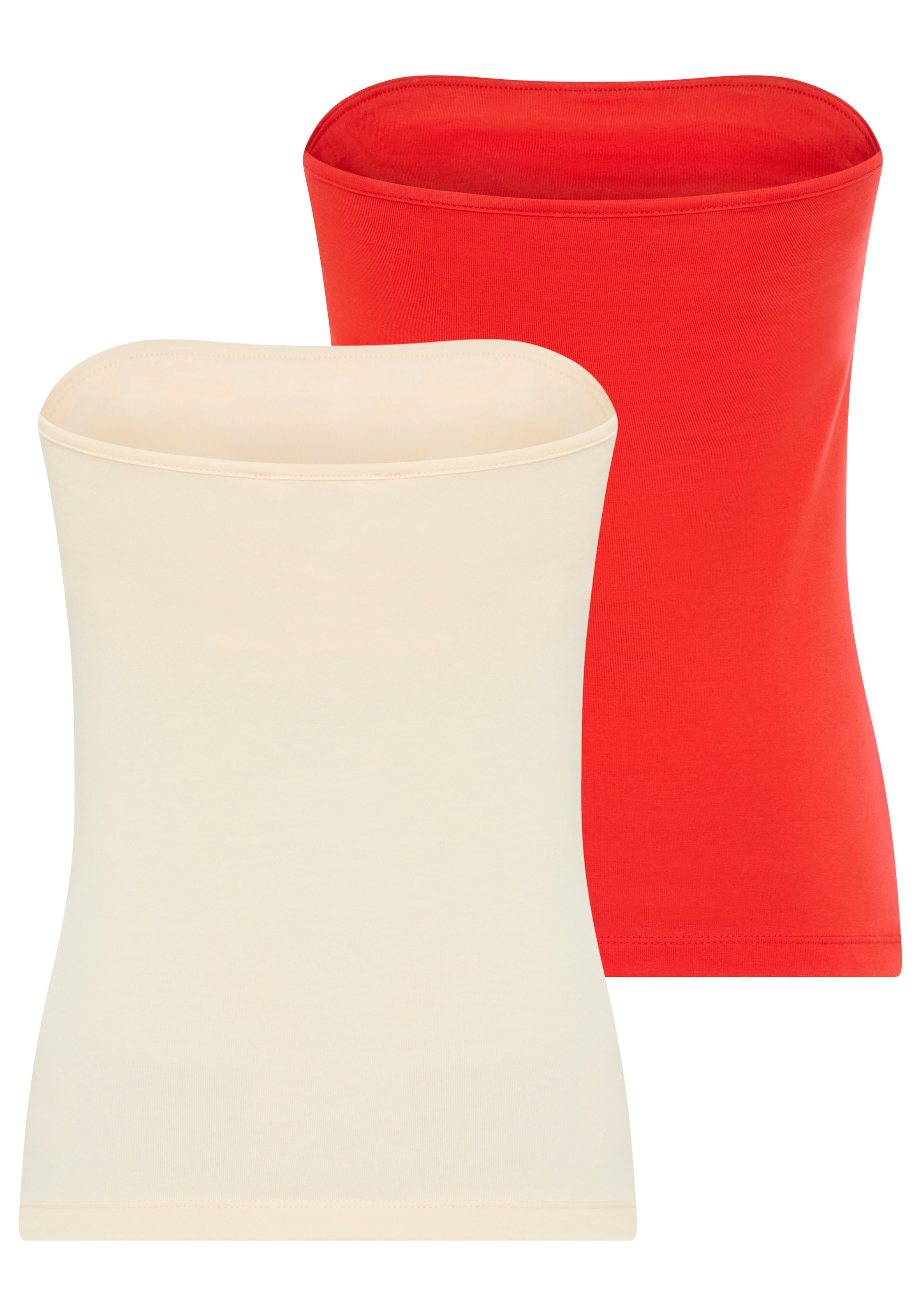 Melrose Bandeautop Packung, 2 tlg. mit Raffung an der Naht, durchgestepptes Rumpfabschluss