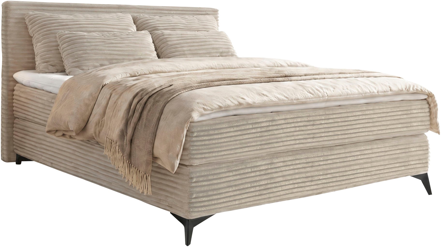 Jockenhöfer Gruppe Boxspringbett »PAULINA inkl. Bonnell- oder Tonnentaschenfederkernmatratze H2-H4« mit 6cm PUR- oder Kaltschaumtopper, 140x200 cm / 180x200cm