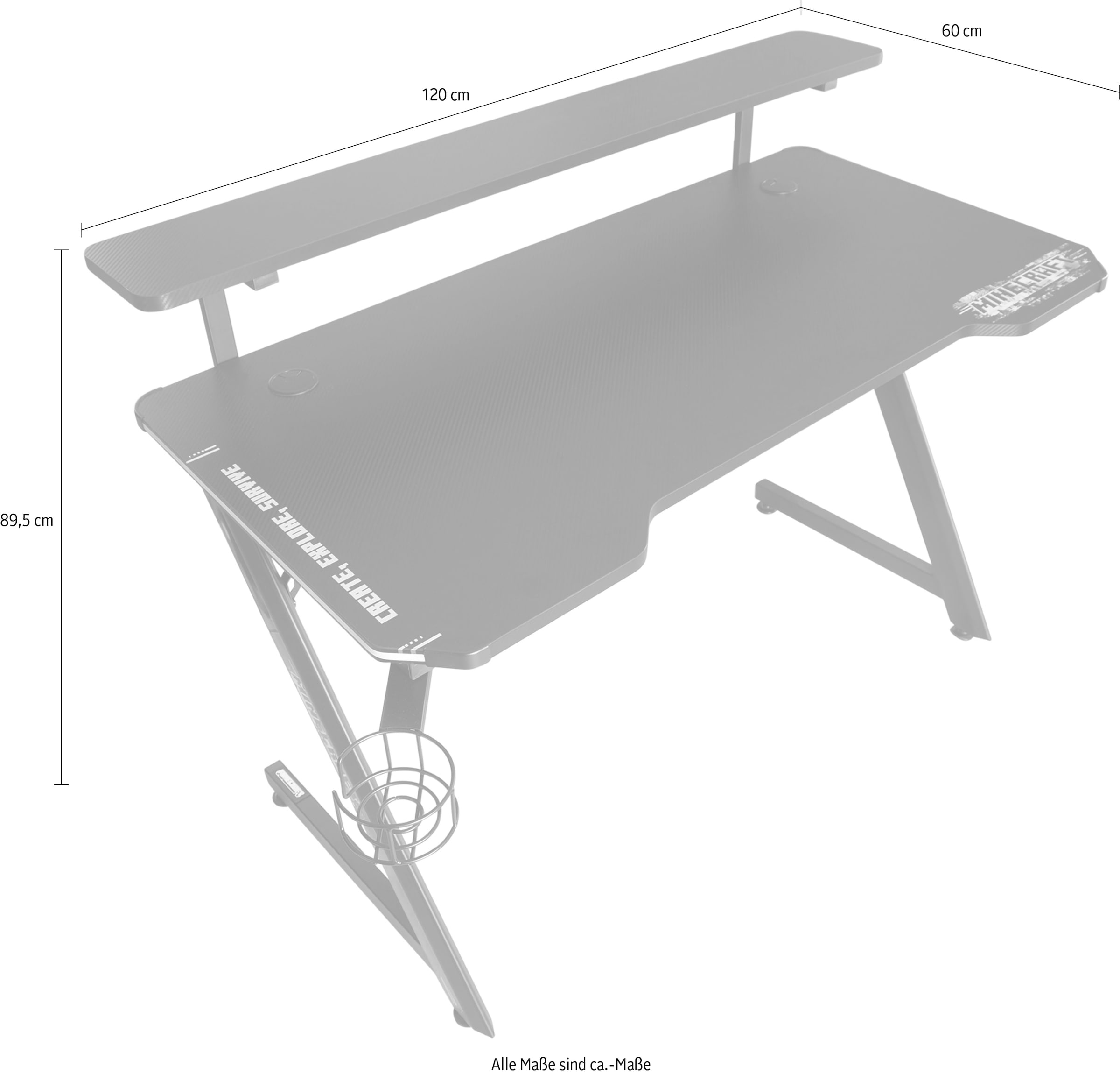 Phoenix Table de gaming incl. éclairage LED RGB