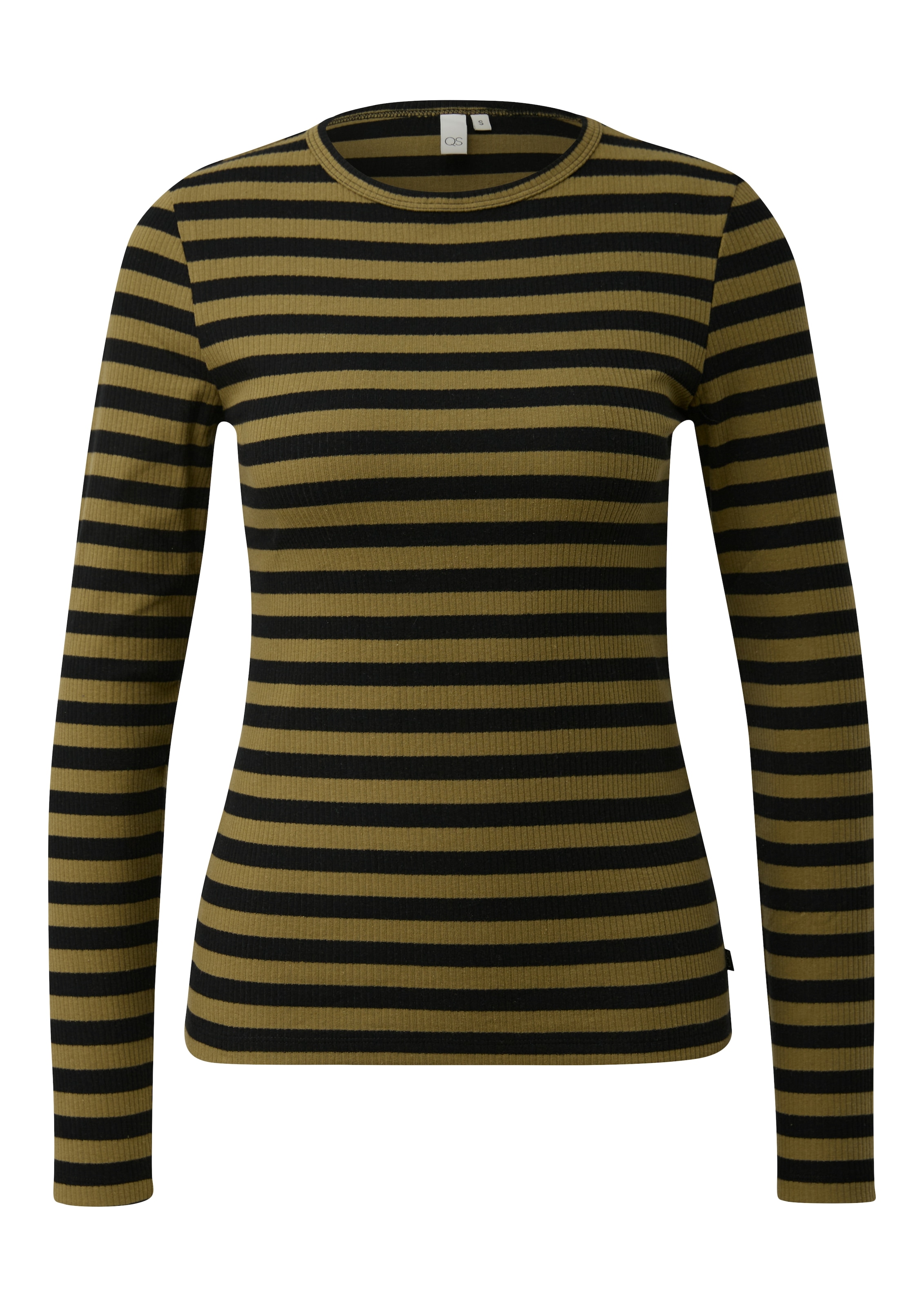 QS T-shirt à manches longues Sommershirt, geringelt, Ripp-Ware