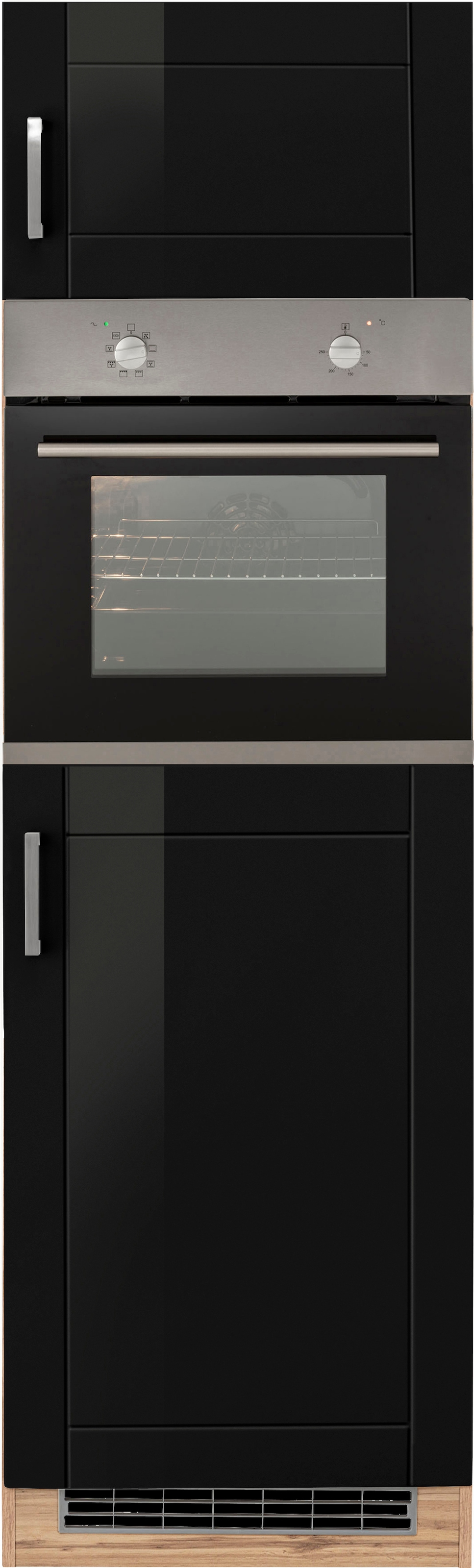 KOCHSTATION Backofen/Kühlumbauschrank »KS-Tinnum« 60 cm breit, 200 cm hoch, Metallgriffe, MDF Fronten, Nischenmass 88 cm
